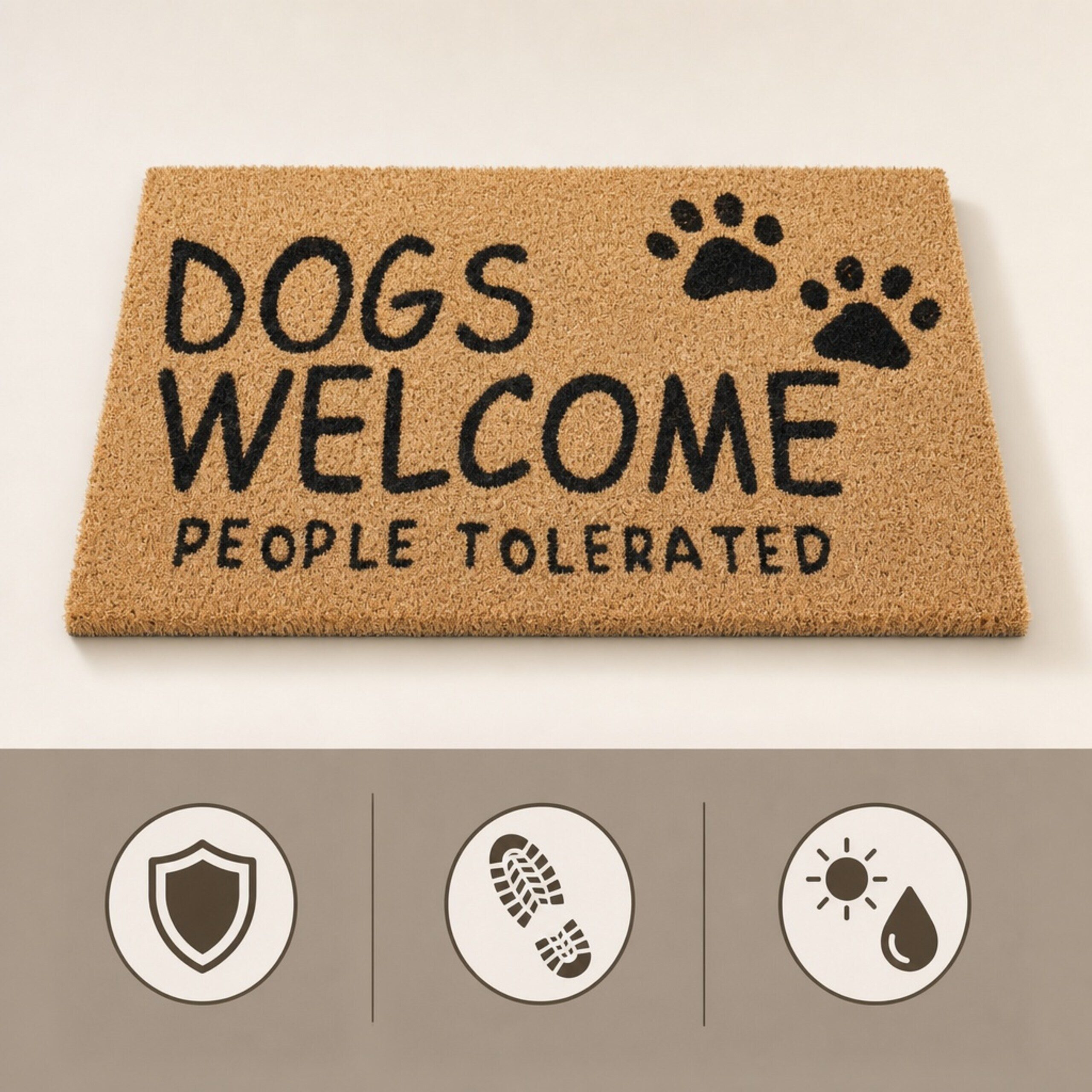 relaxdays Fußmatte Kokos "Dogs Welcome", Rechteckig, Höhe: 15 mm – Bild 5 von 5