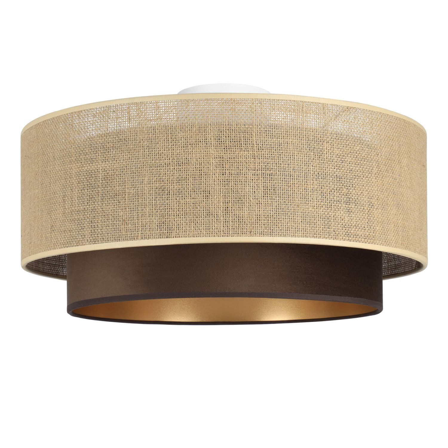 Licht-Erlebnisse Deckenleuchte JELO, ohne Leuchtmittel, Stoff Metall rund D: 45 cm in Schwarz Beige Gold E27 Modern