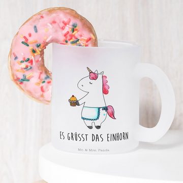 Mr. & Mrs. Panda Teeglas Einhorn Muffin - Transparent - Geschenk, Einhorn Deko, Kekse, Glas Te, Premium Glas, Außerordentliches Design