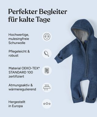 Ehrenkind Overall Walkoverall Baby aus Natur Schurwolle mit Reißverschluss Wollwalk Overall Baby