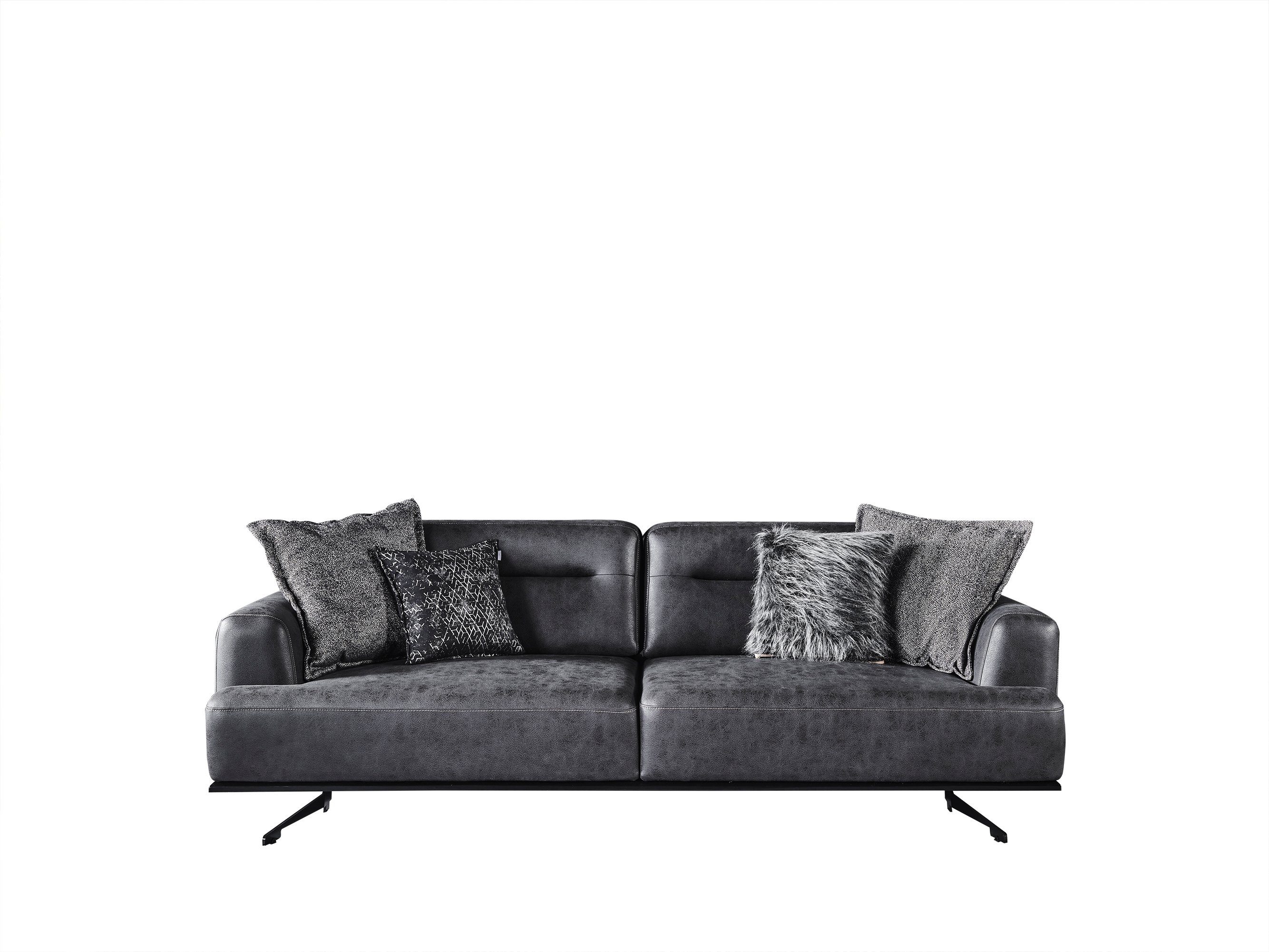 Sofa Möbel Samtstoff Mikrofaser Teil, Handmade Quality,strapazierfähiger Anthrazit 1 Royal, Villa