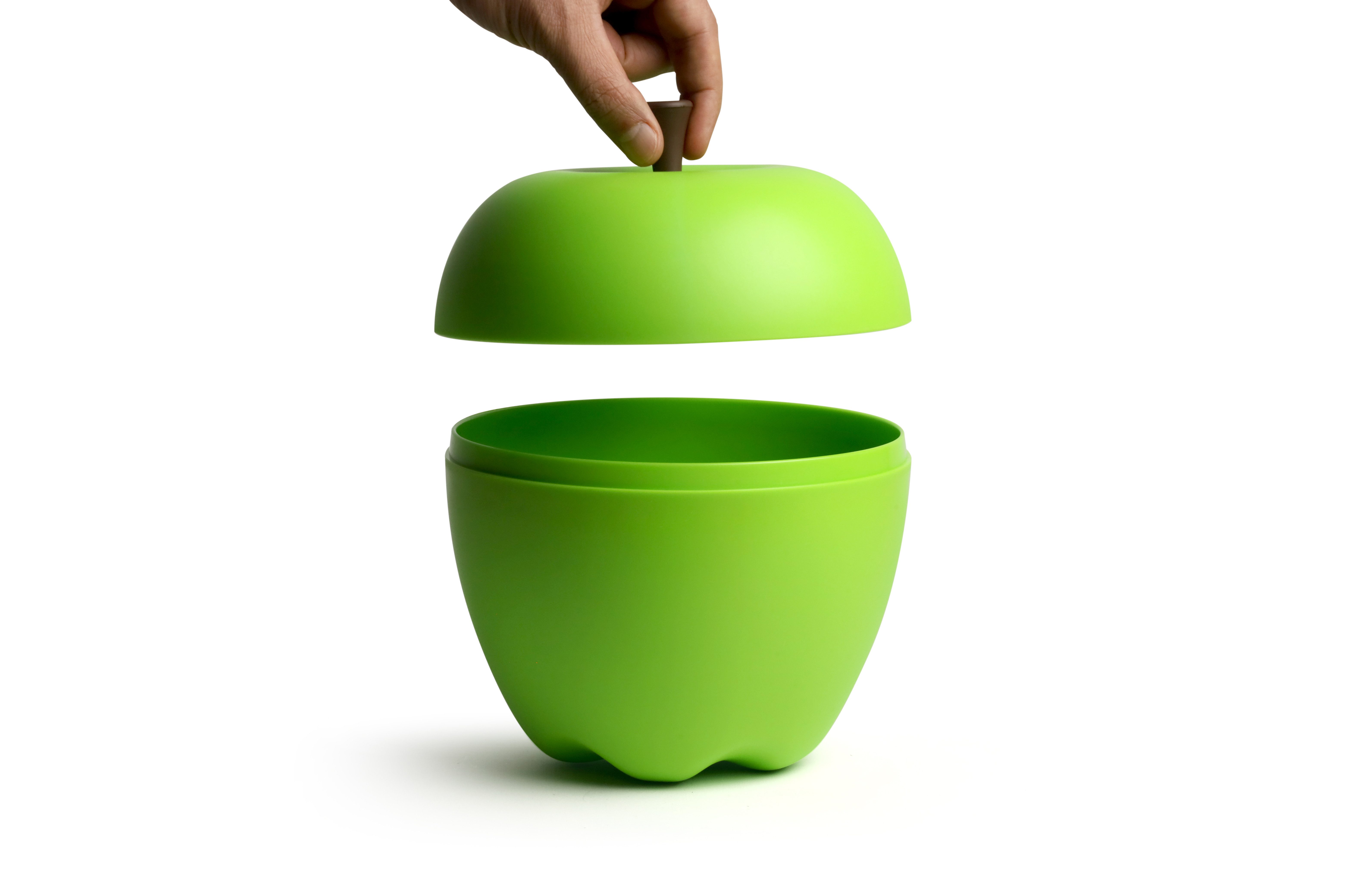 Qualy Design Aufbewahrungsbox Mini Happle Grün (Kunststoff, 1 St., ca. Ø 18 cm x 22 cm), Apfel Box Vorratsbehälter, lebensmittelecht