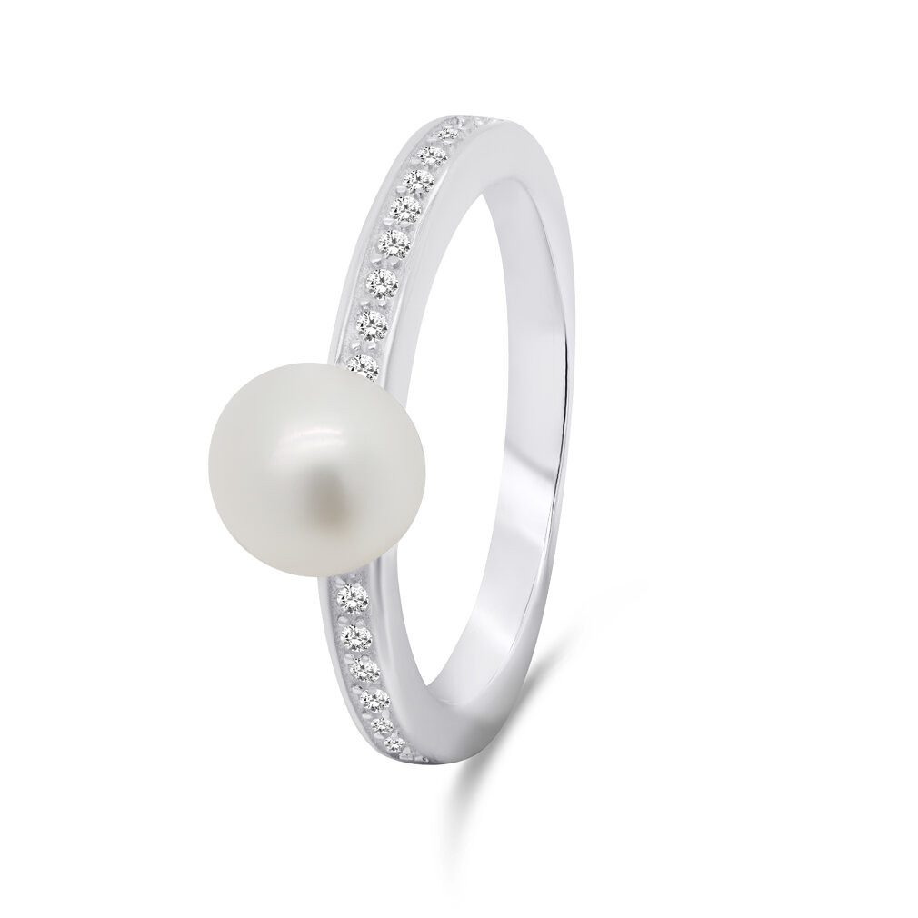 Brilio Silver Fingerring Elegant silver ring with real pearl RI055W - Circuit: 56 mm