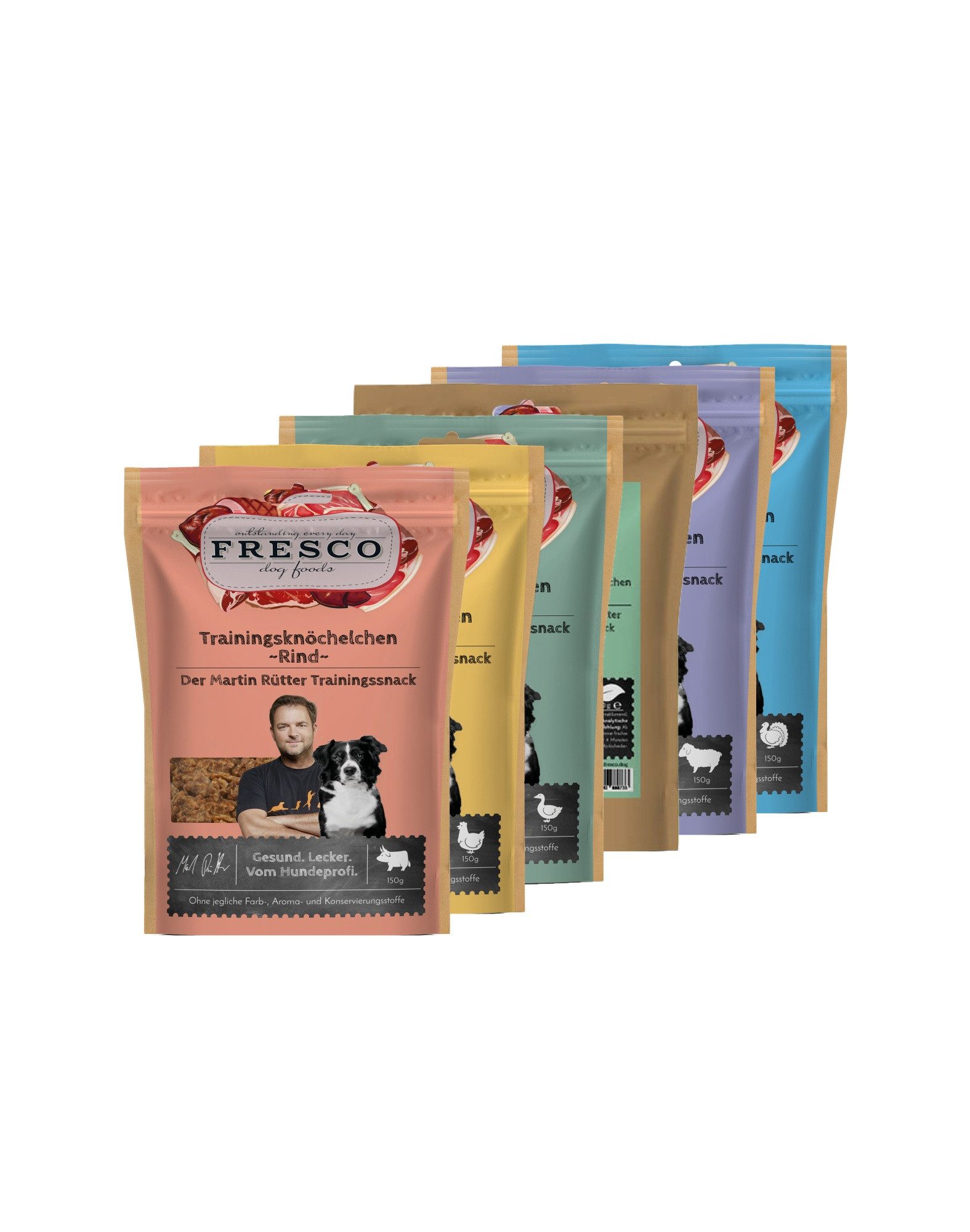 Fresco Dog Martin Rütter Trainingsknöchelchen Hunde Leckerli PROBIERPAKET, 6x150g, Snack für: Hunde, Getreidefrei, zuckerfrei, hoher Fleischanteil