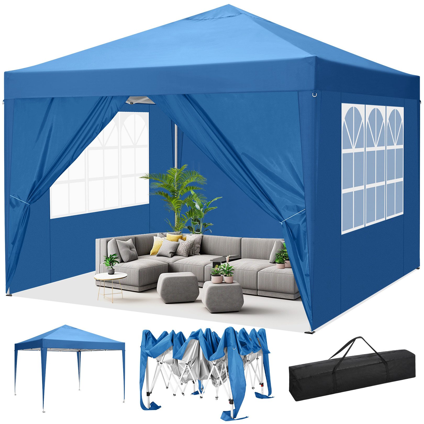 LUCKZON Pavillon 3x3m Pavillon, wasserdicht,UV-Schutz 50+, günstig online kaufen