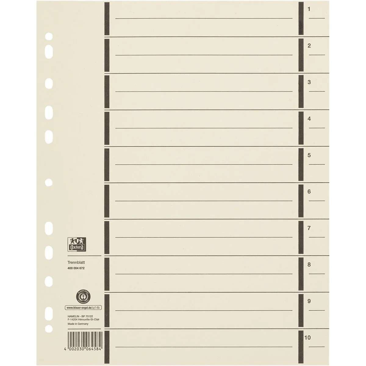 OXFORD Trennstreifen Oxford 400004672 Trennblatt Karton Beige 100 Stück(e)