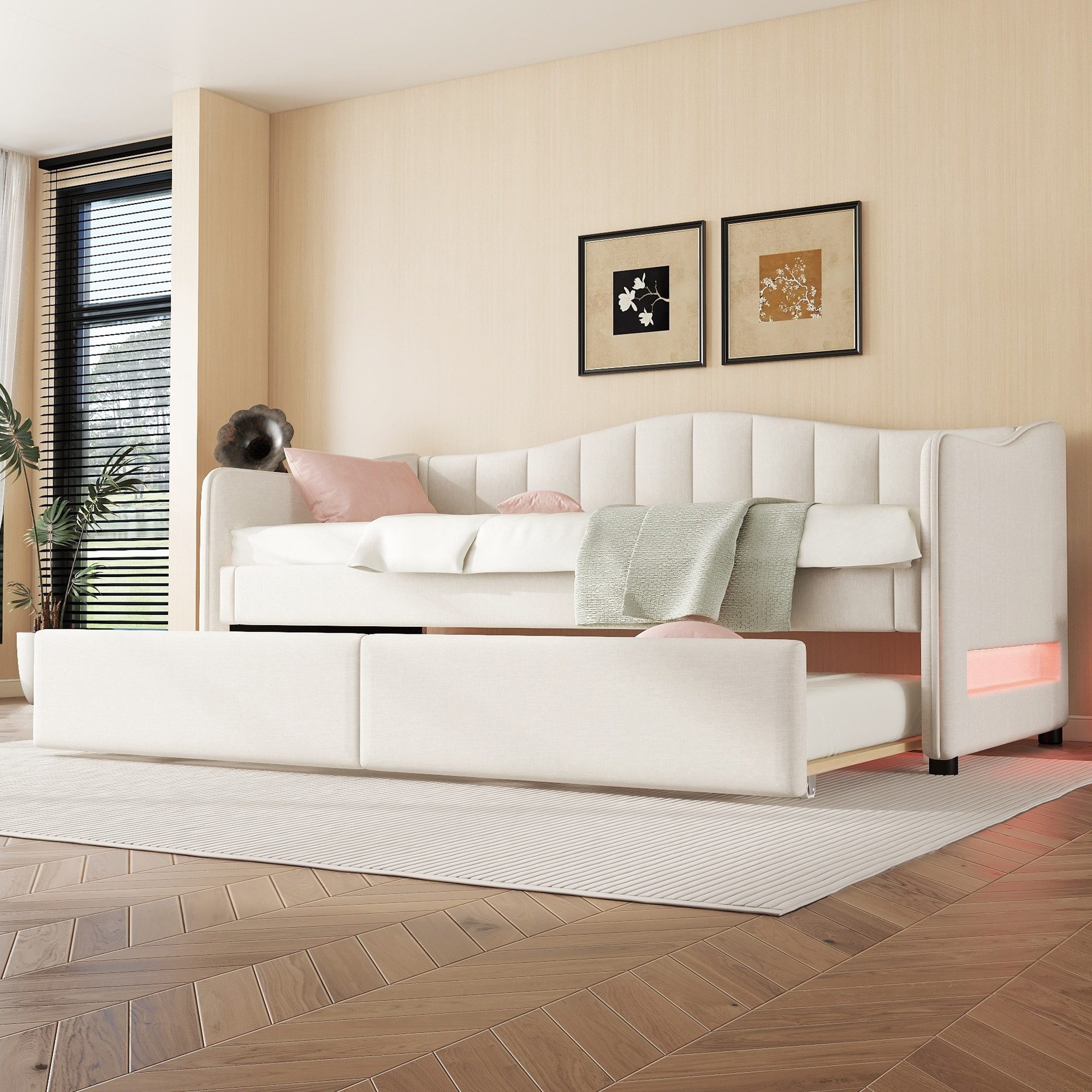 Flieks Daybett, LED Schlafsofa Polsterbett 90x200cm günstig online kaufen