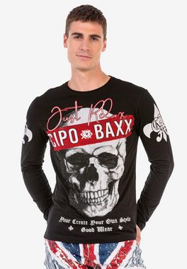 Cipo & Baxx Langarmshirt mit aufwendigem Strass-Design
