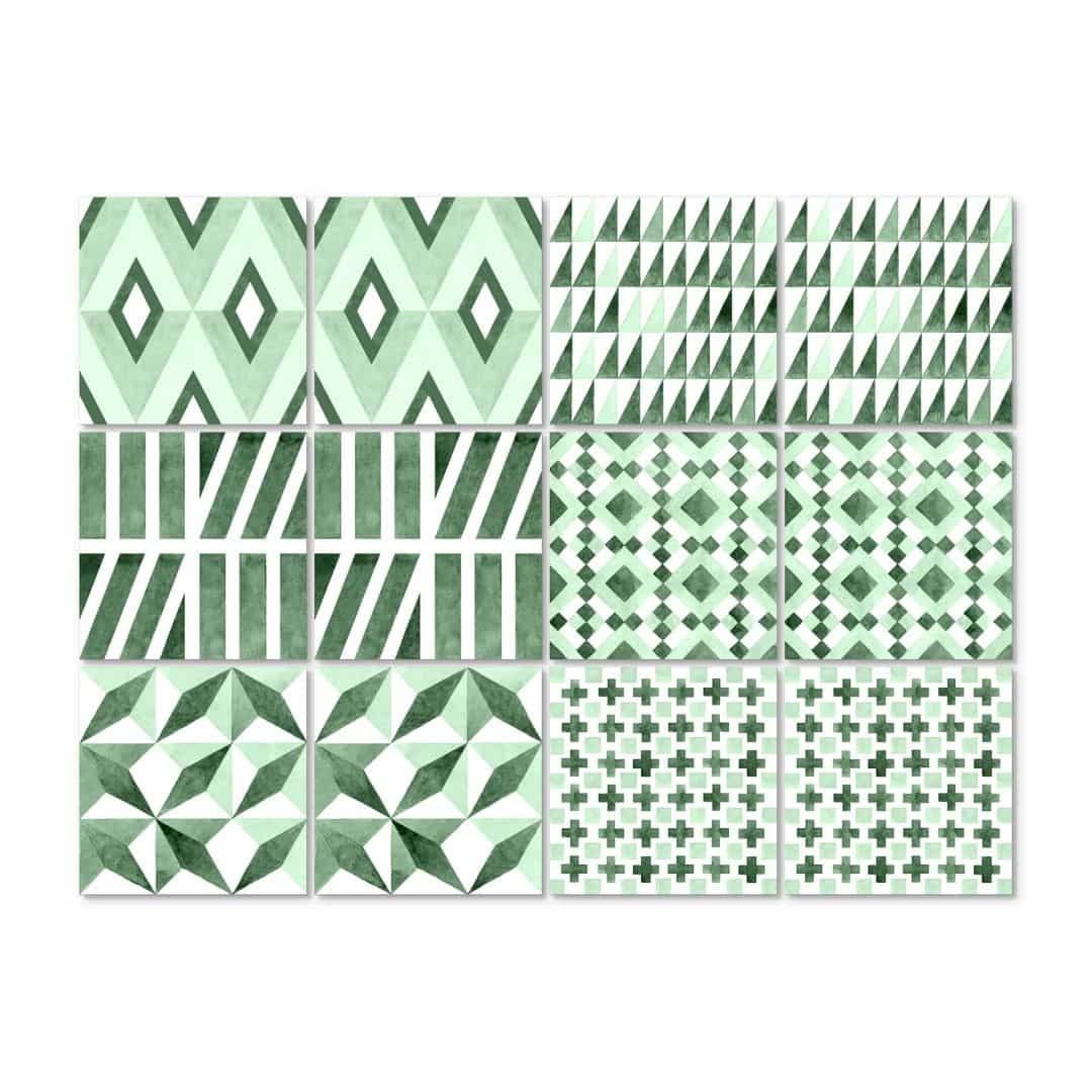 K&L Wall Art Fliesenaufkleber selbstklebend Klebefliese Kachel Geometrisch Deko Boho Küche
