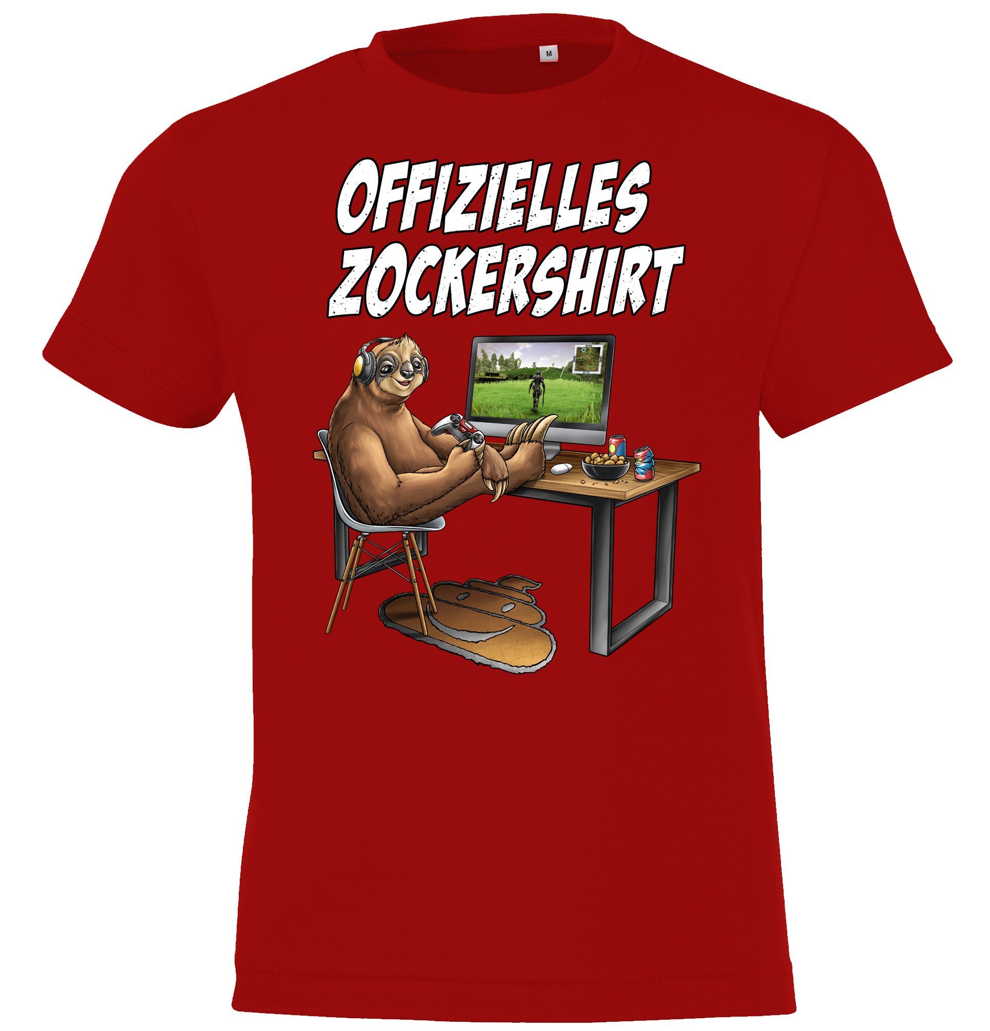 Youth Designz T-Shirt Offizielles Zockershirt für Jungen und Mädchen mit lustigem Gaming Motiv Rot