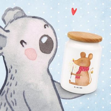 Mr. & Mrs. Panda Vorratsdose Maus Weihnachten - Weiß - Geschenk, Wintermotiv, Dose, Heiligabend, K, Keramik, (1-tlg), Liebevolles Design