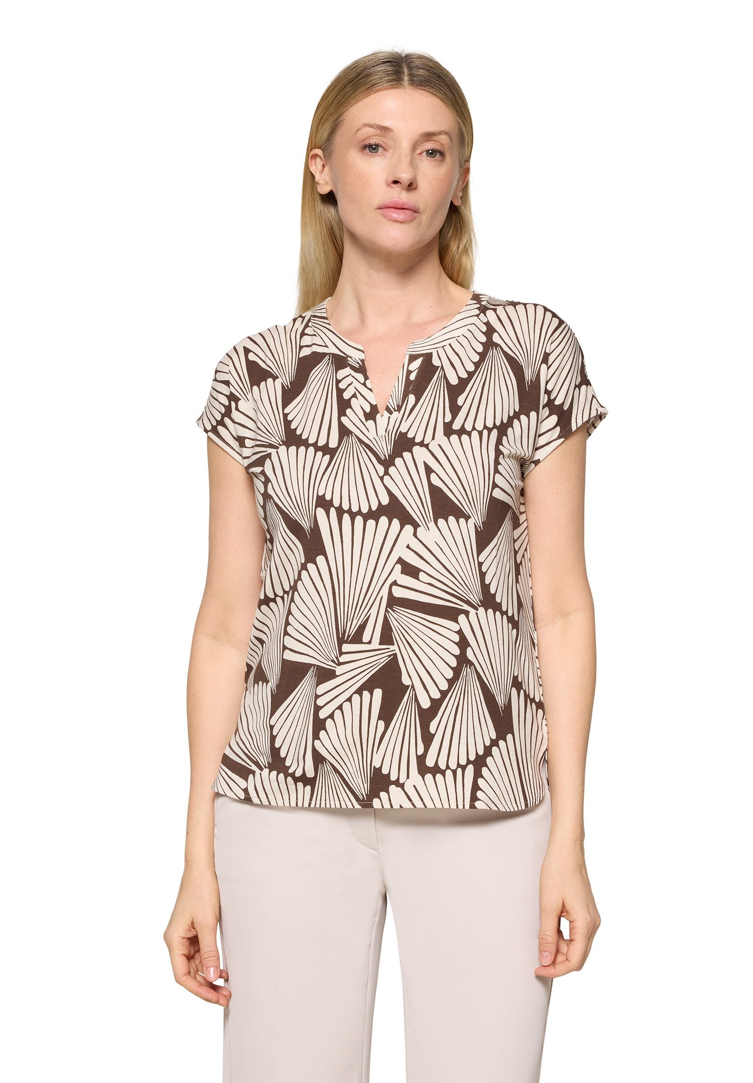 Kurzarmshirt Damen mit V-Ausschnitt