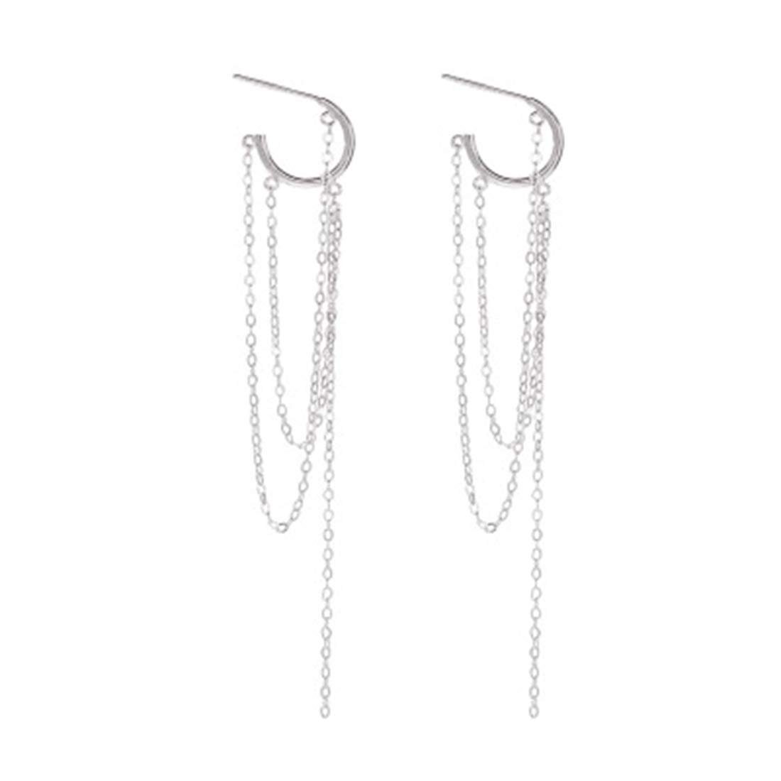 POCHUMIDUU Paar Ohrhänger 925 Sterling Silber Ohrringe,Ohrringe Kette für Frauen Mädchen, Piercing Ohrringe Quaste