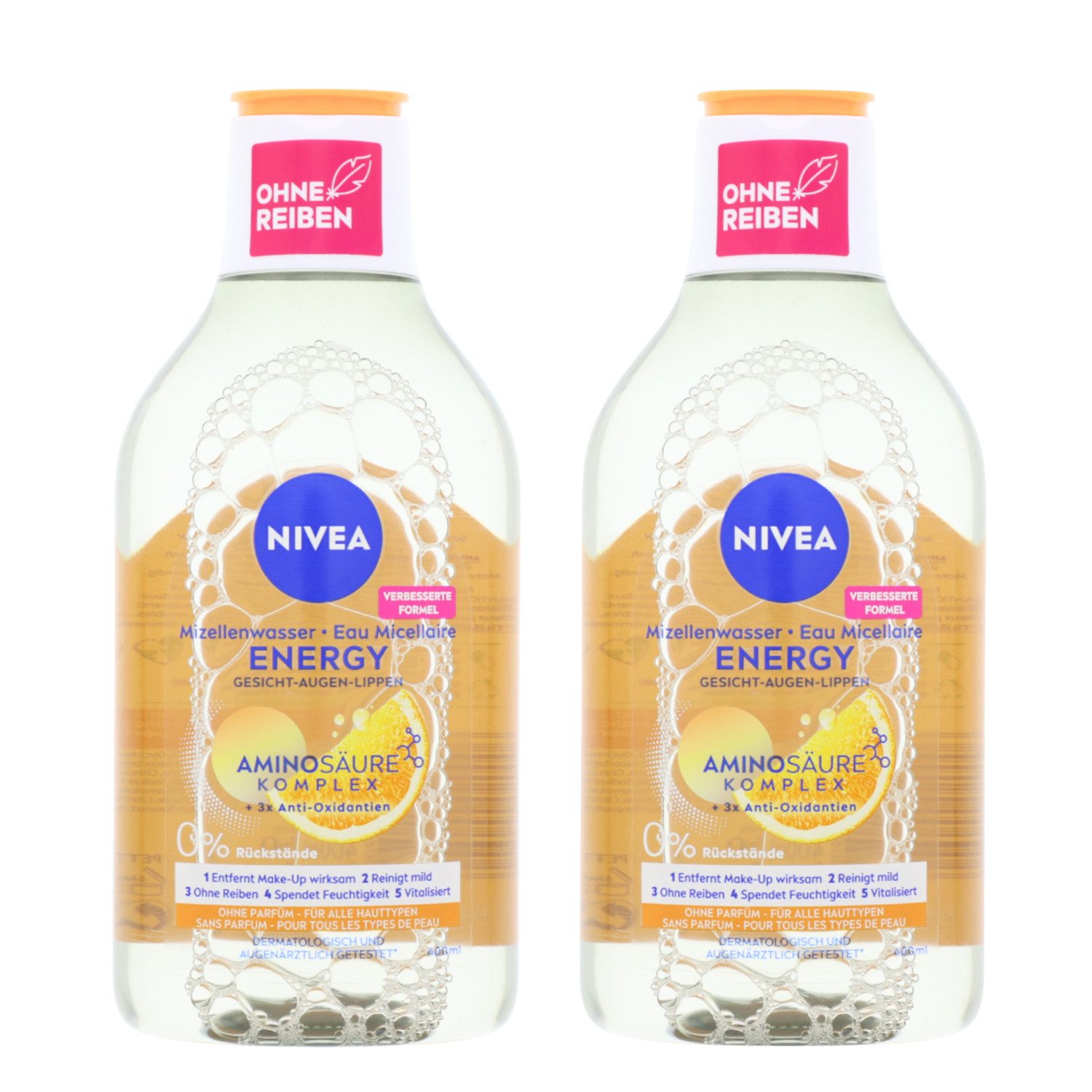Nivea Gesichtspeeling 2 x NIVEA Mizellenwasser Energy Gesicht Augen Lippen Ohne Parfüm Für a