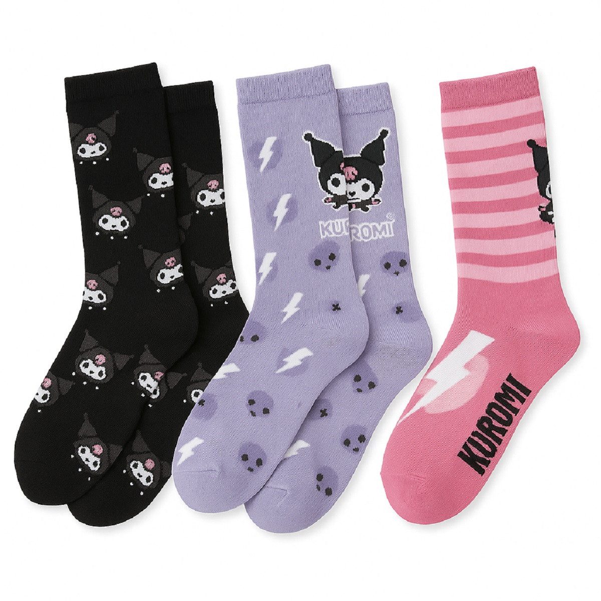 Socken Kuromi Socken 3er-Pack Baumwollsocken, Freizeit 36-43