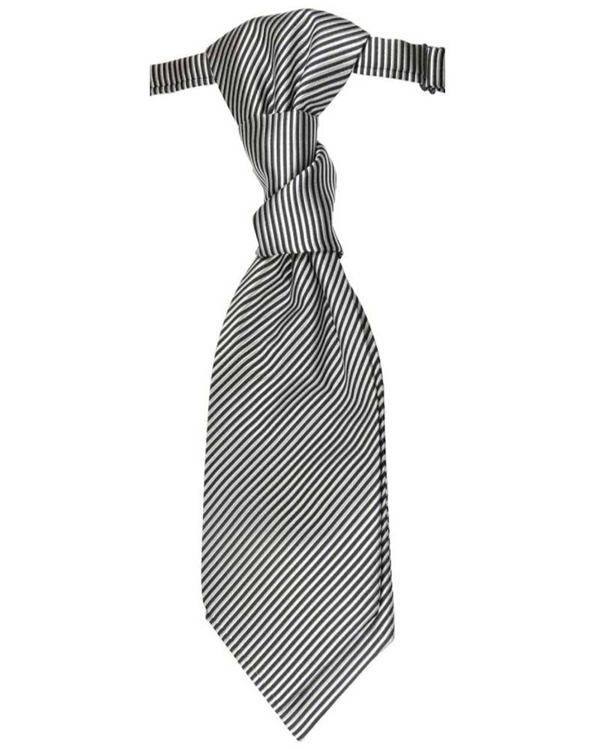Paul Malone Anzugweste Herren Hochzeitsweste mit Plastron Set 2tlg - gestreifte Anzug Weste (Set, 2-tlg., mit Weste und Plastron) silber schwarz V7, Gr. 52 (M) – Bild 4 von 5