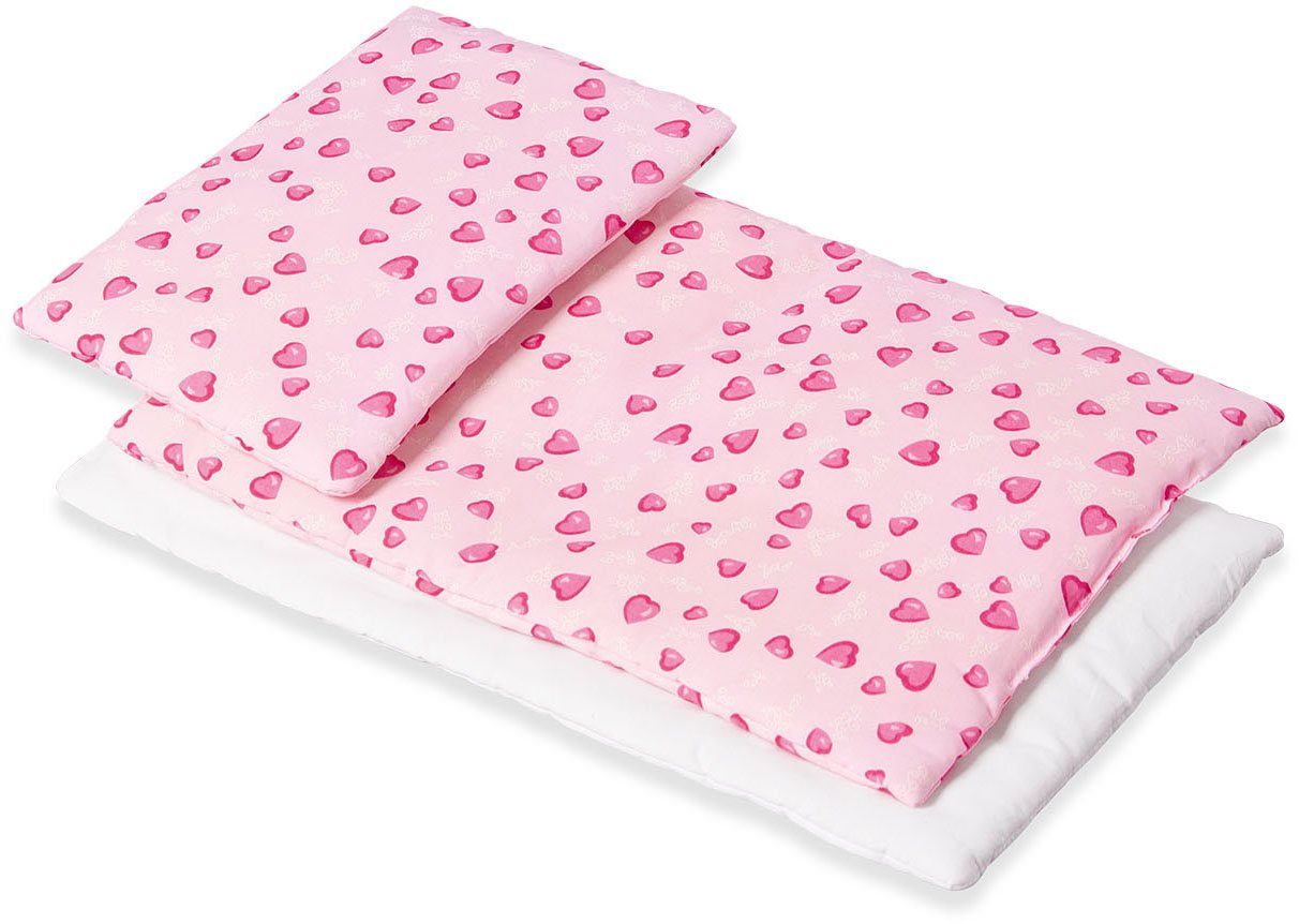 Herzchen, Pinolino® Matratze rosa, Puppen Bettwäsche 3-tlg), (Set, mit