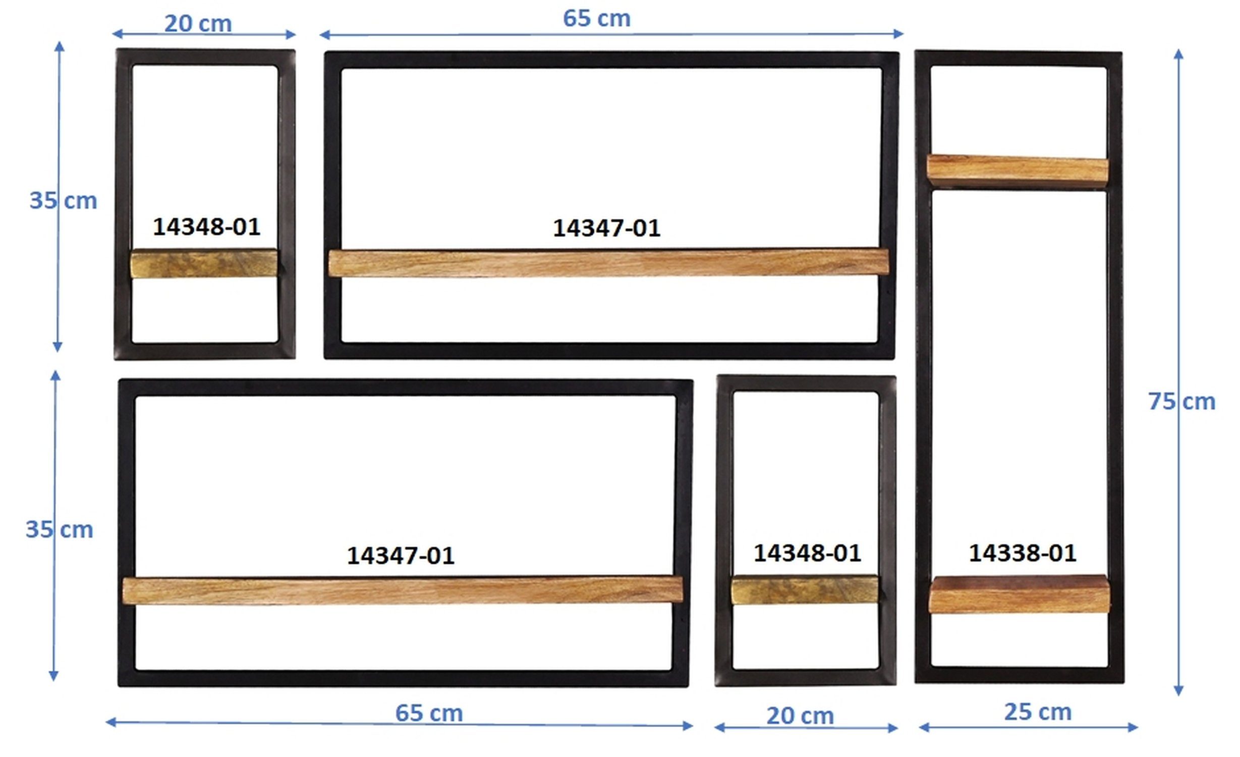 Casper Bücherregal, 25 120 schwarz, Produktlinie: Tiefe: angesagten cm, Gestell Wandregale Hängeregal Wandregal cm - im 75 Style Metall - - Breite: cm, Höhe: Industrial Wyoming Wohnzimmer Regal-Set - TPFLiving -