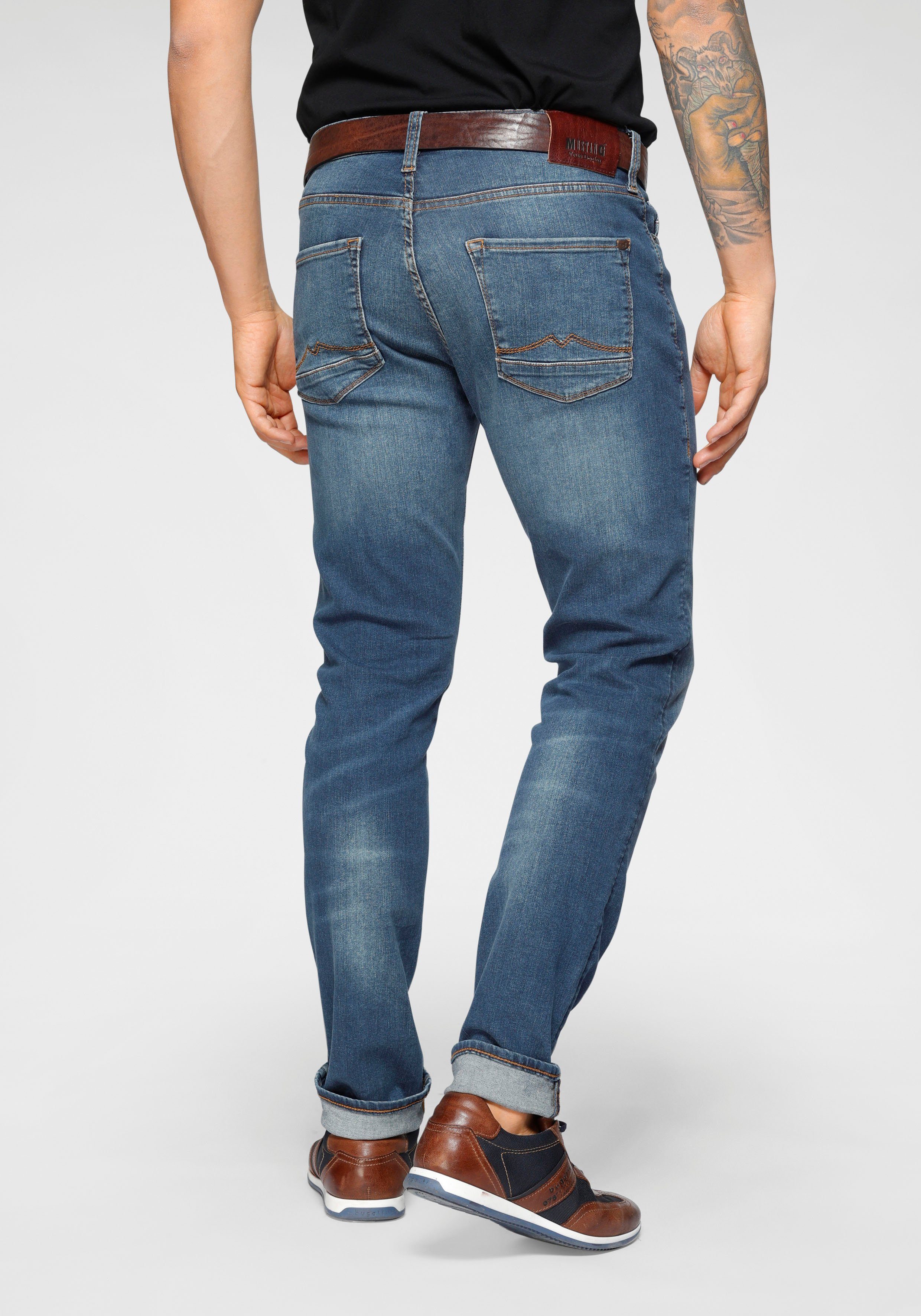 MUSTANG 5-Pocket-Jeans leichter dark Look used Style Vegas Slim medium