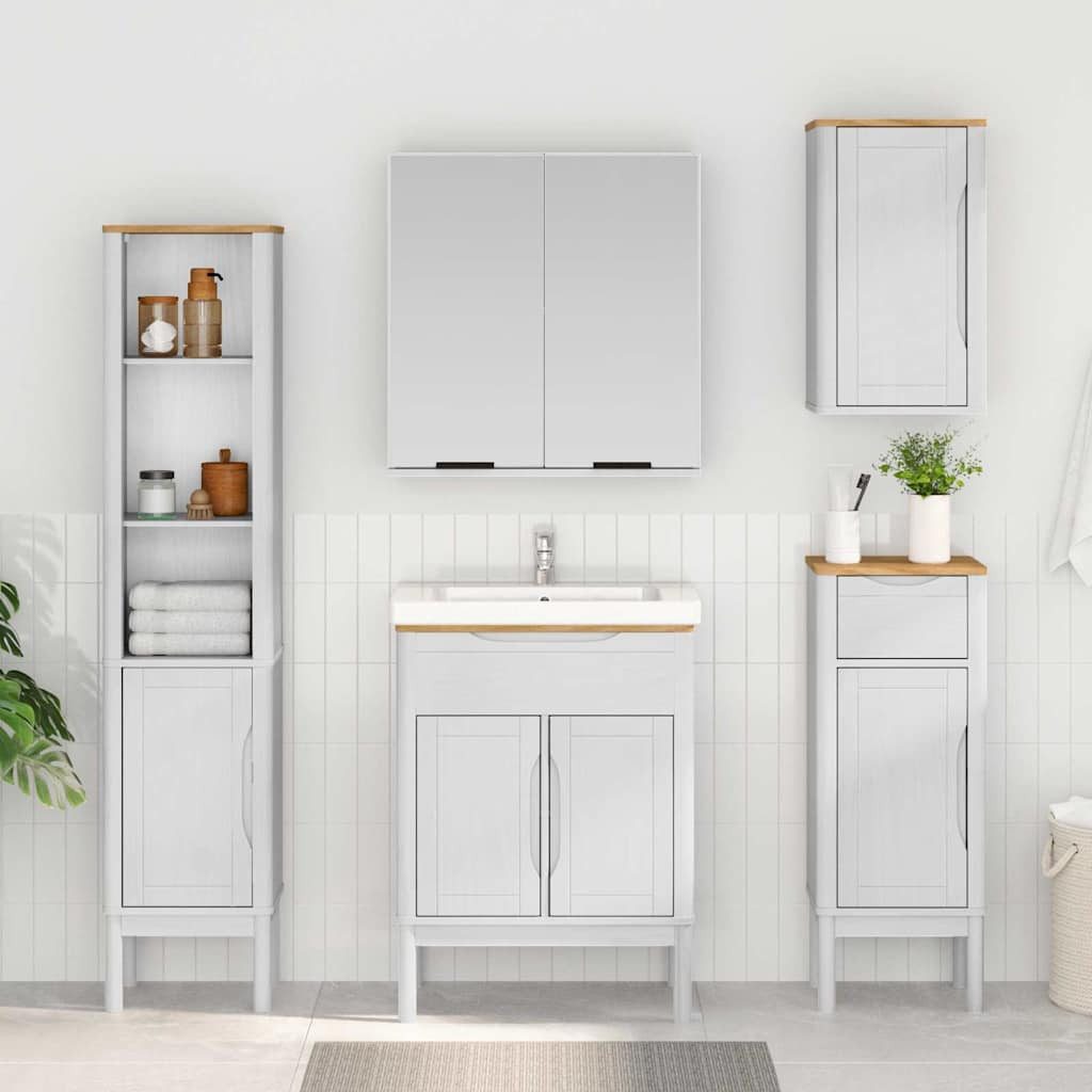 vidaXL Badezimmer-Set Badezimmer-Wandschrank mit Regal FLORO Weiß 35 x 30 x 60 cm, (1-St)
