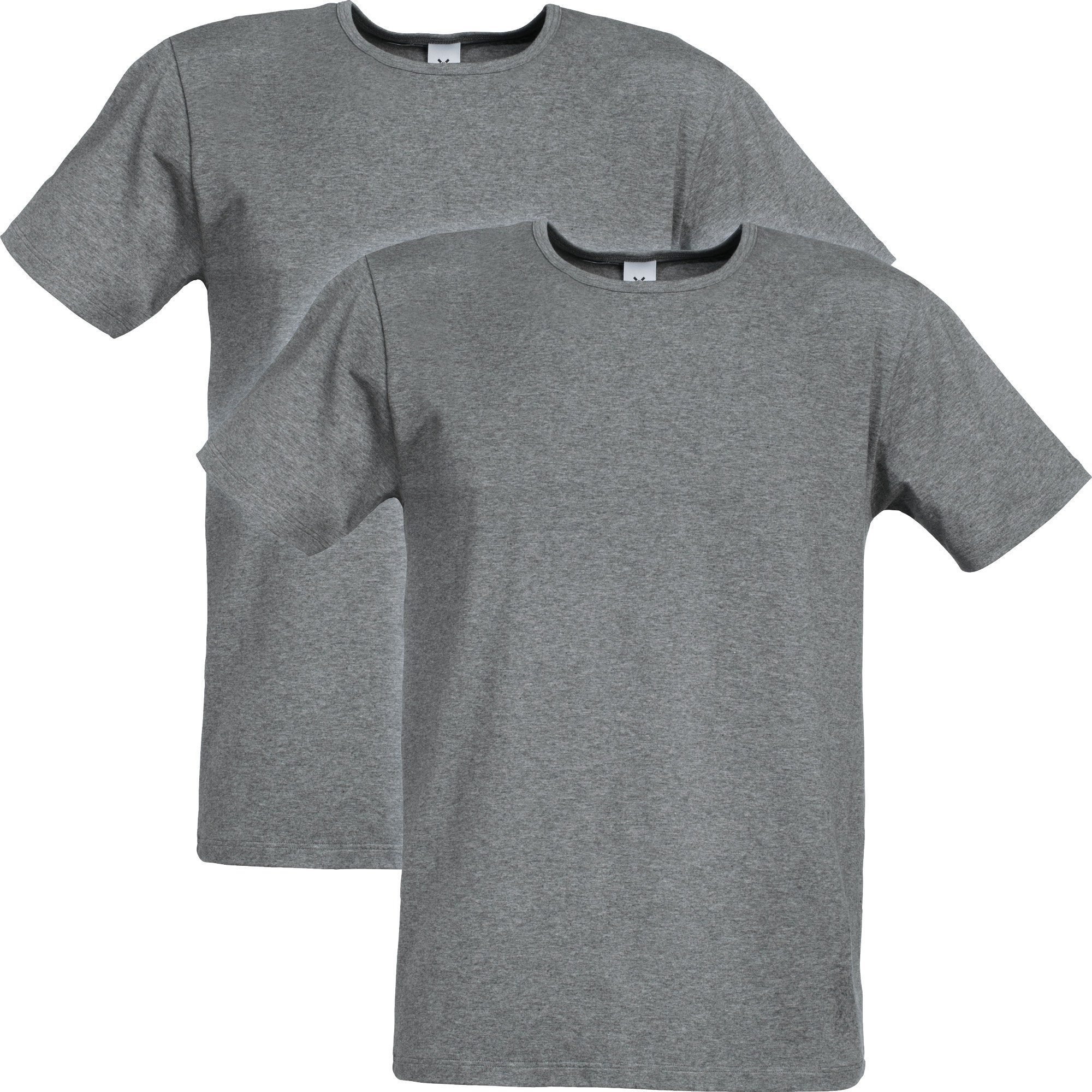 Erwin Müller T-Shirt Herren-Unterhemd, 1/2-Arm 2er-Pack (2-tlg) Single-Jersey Uni grau meliert