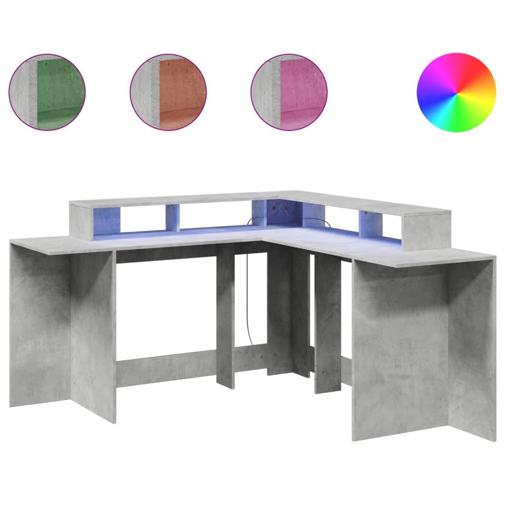 vidaXL Schreibtisch LED-Schreibtisch Betongrau 152x152x91 cm günstig online kaufen