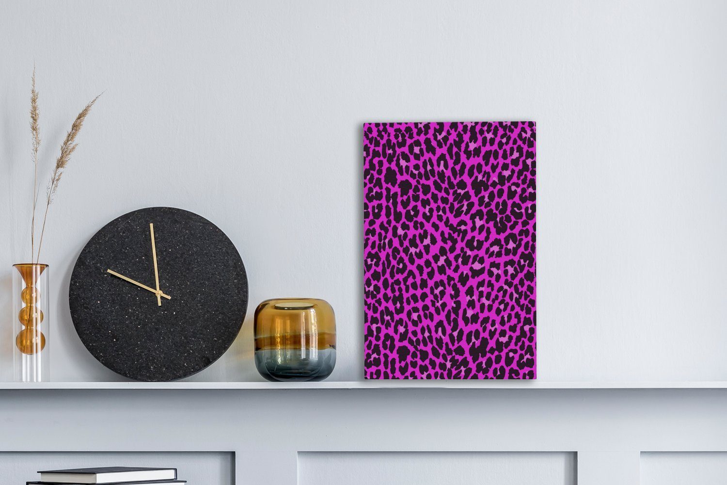 OneMillionCanvasses® Leinwandbild Leopard - Pelz - Rosa, Leinwandbild St), Zackenaufhänger, bespannt inkl. 20x30 cm fertig (1 Gemälde