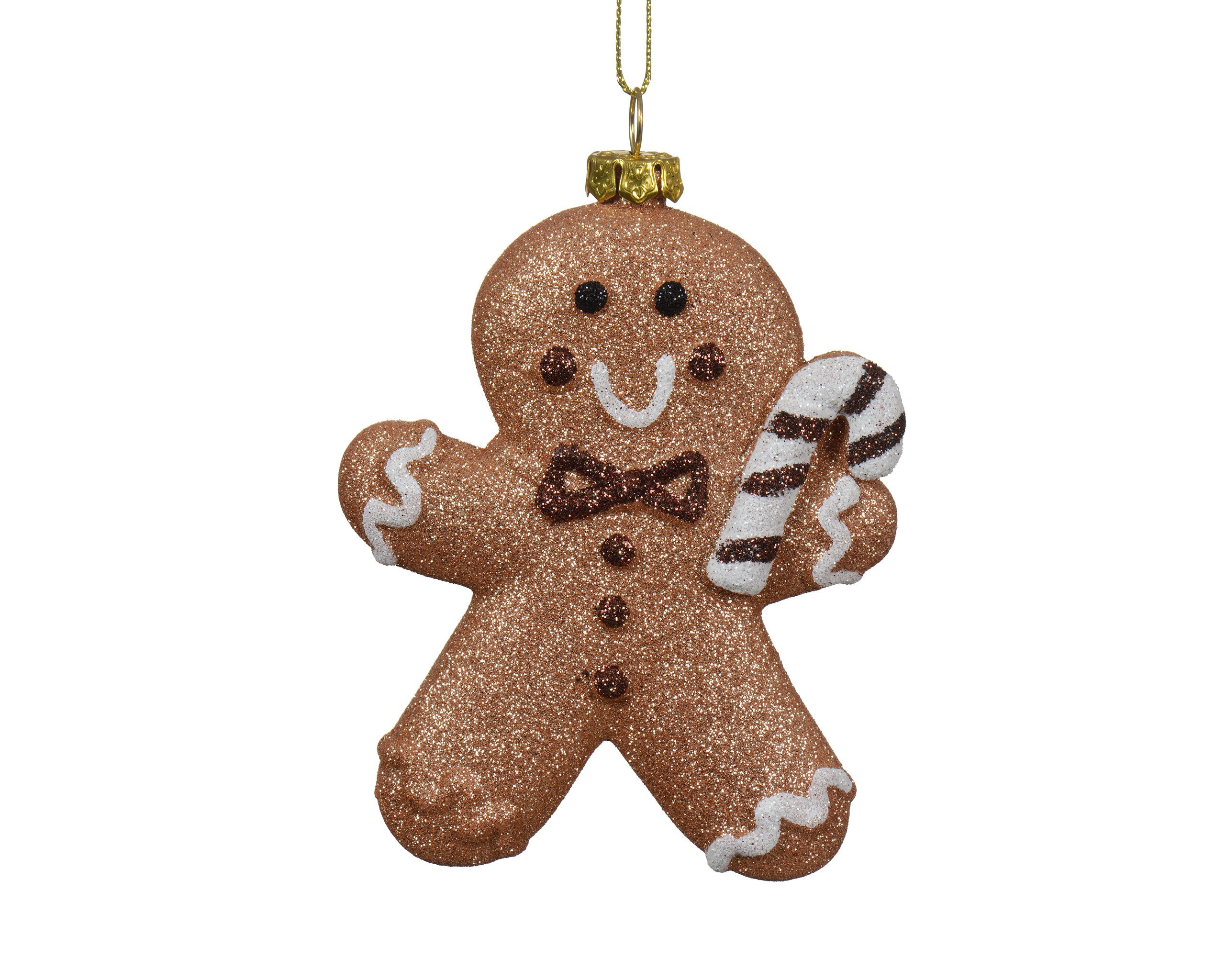 Kaemingk Christbaumschmuck, Christbaumschmuck Kunststoff 10cm Lebkuchenmann Figur Braun