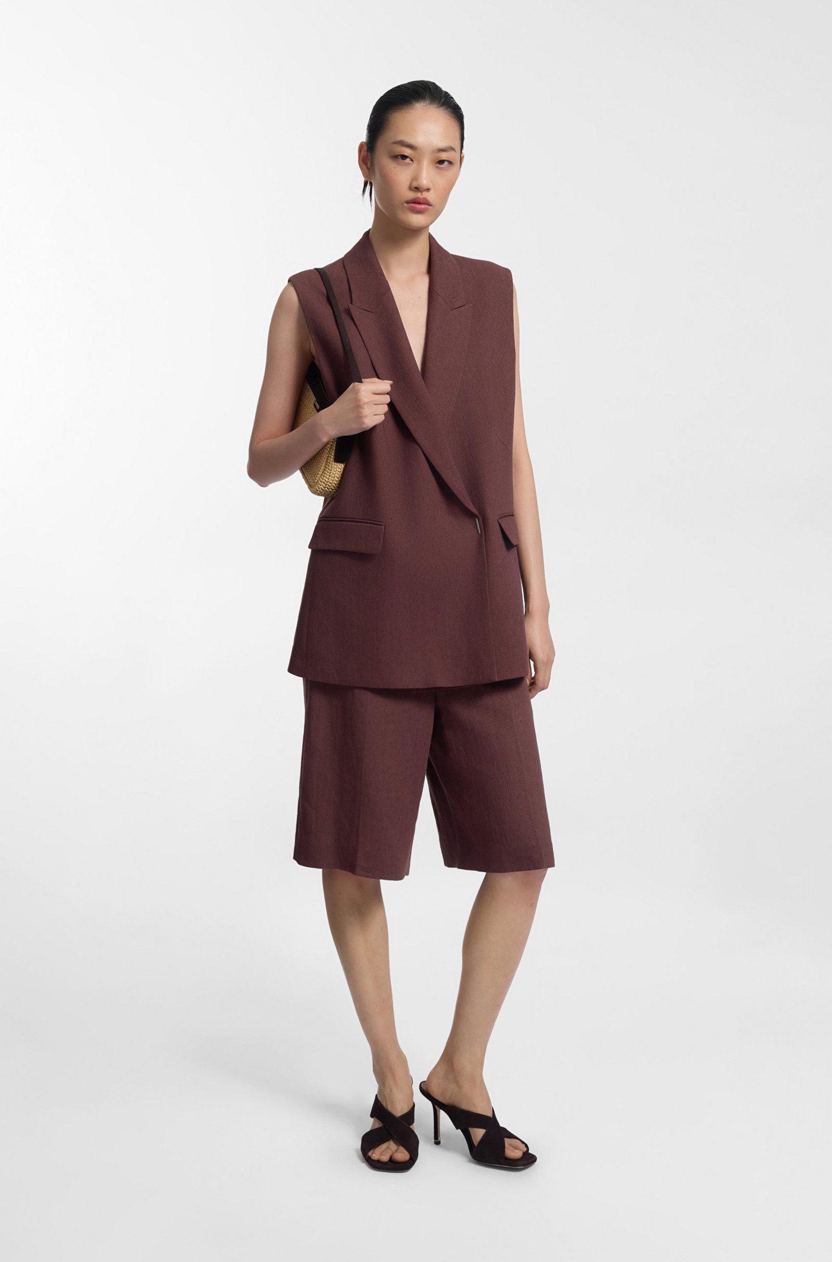 BOSS Shorts Tianala aus Leinen-Mix (1-tlg)