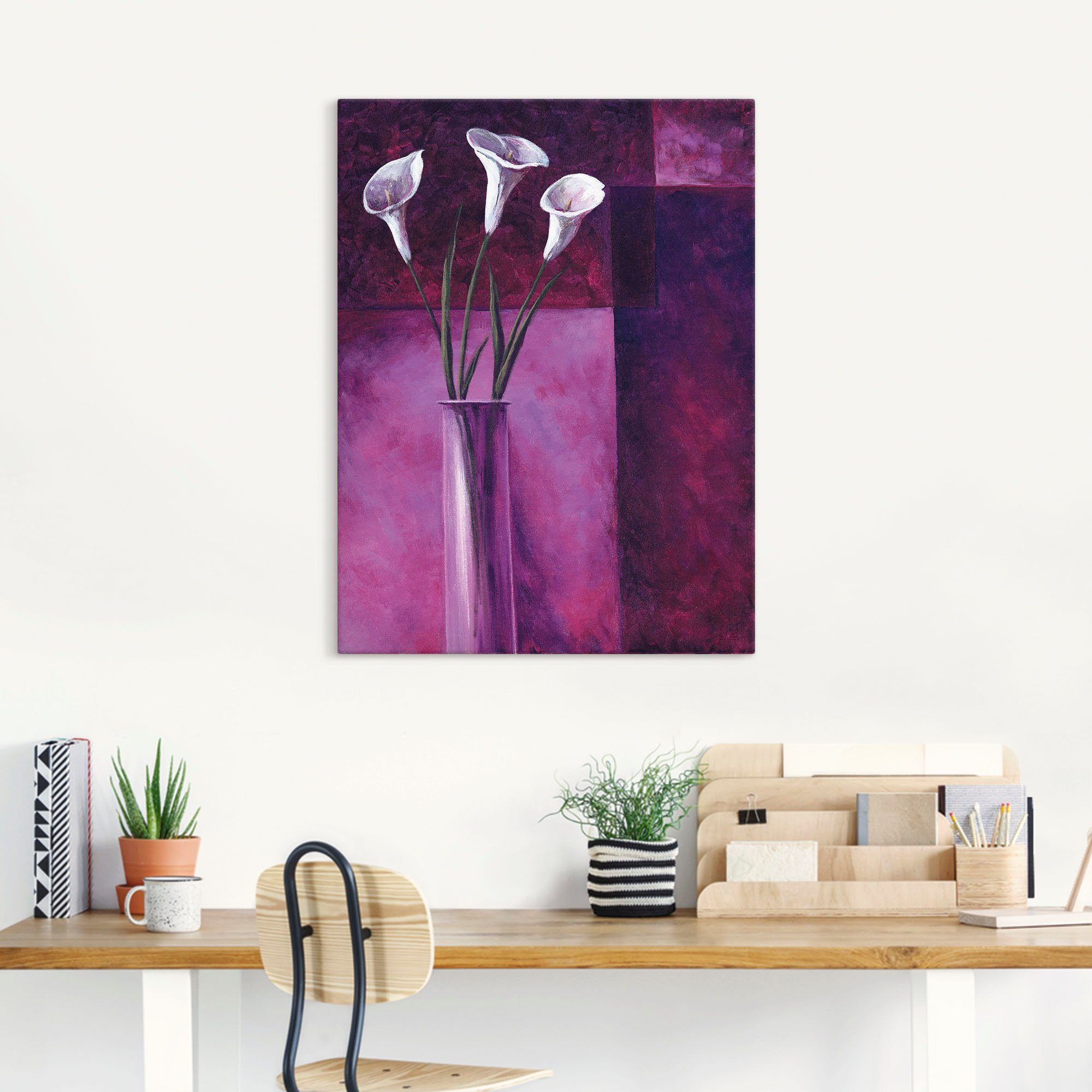 Artland Leinwandbild Callas Lila, Blumen (1 St), auf Holzrahmen gespannt