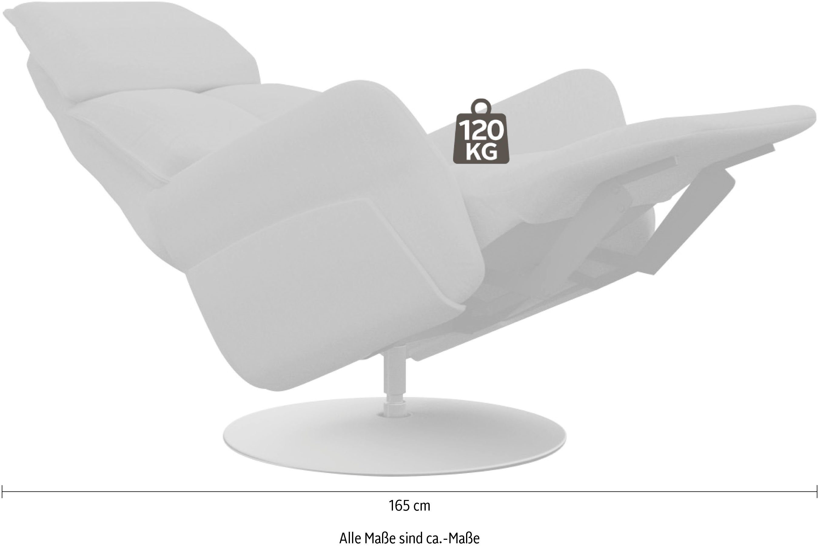 Relaxsessel 2 hellbraun Größe ADA trendline mit Thimo, 180cm, in M, verstellbar, XBO Aufstehhilfe Liegefläche optional