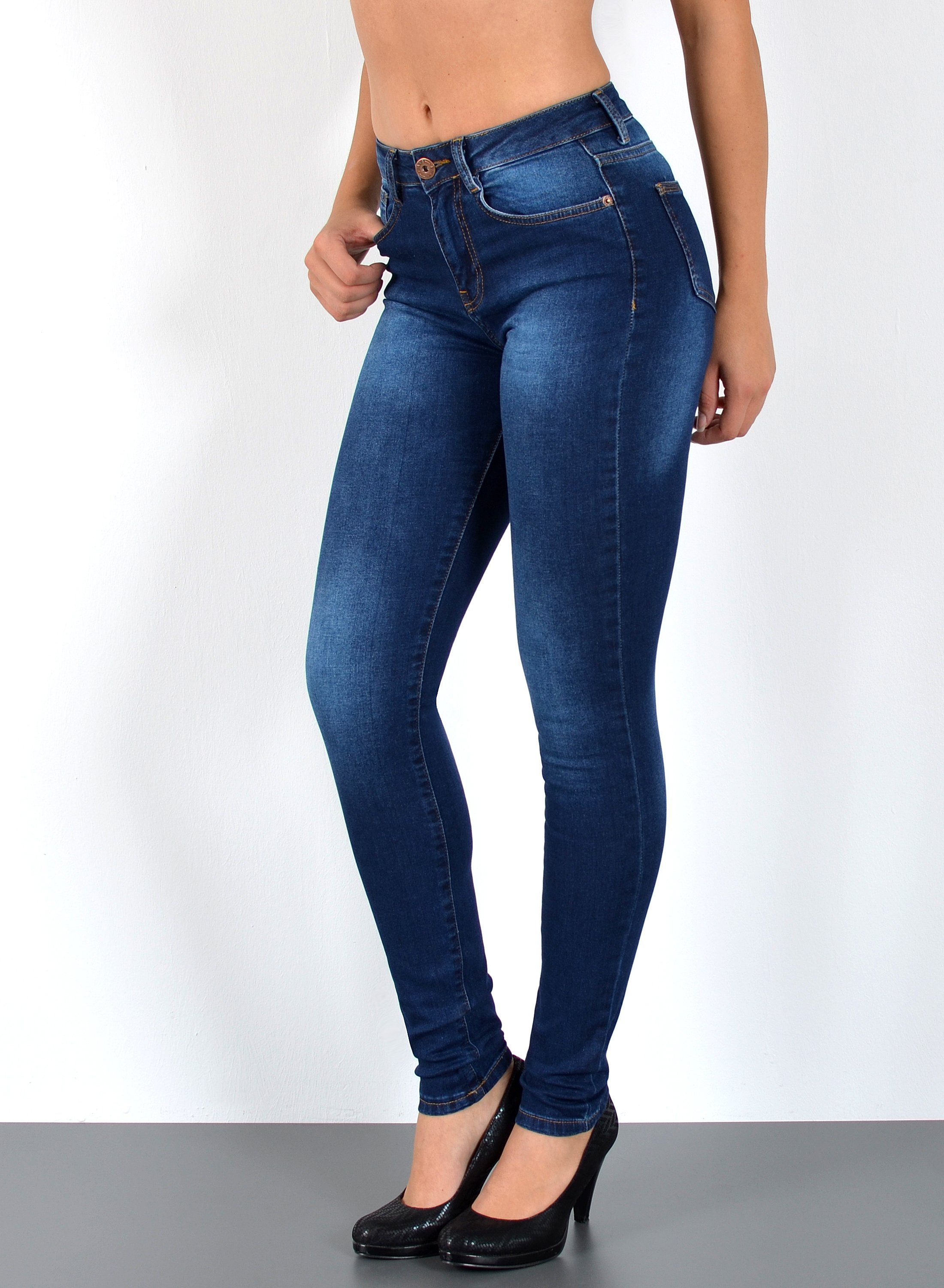 ESRA Skinny-fit-Jeans S400 Damen High Waist Skinny Jeans Stretch Hose hohe Leibhöhe bis Übergröße