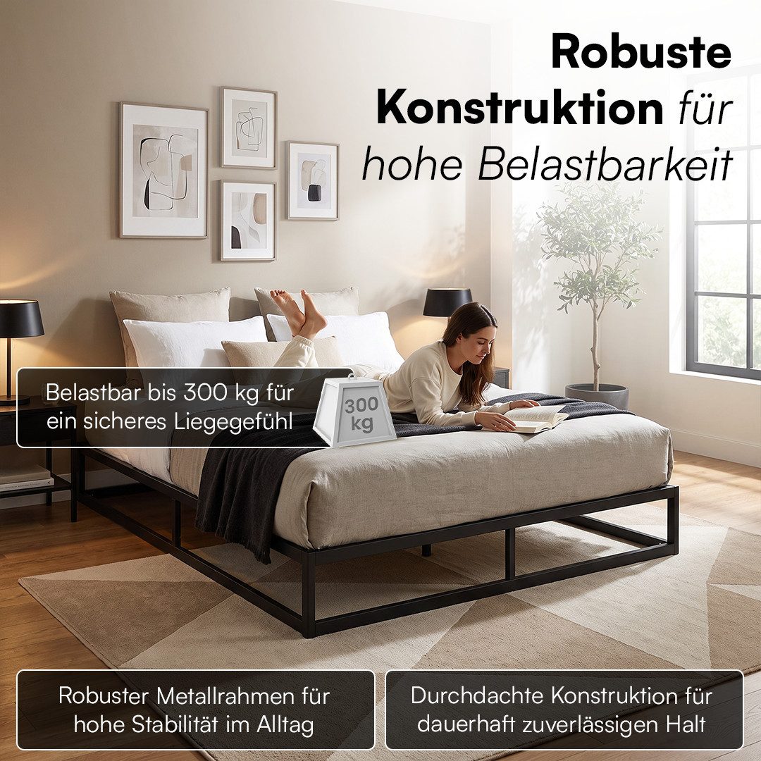 skølm Bettgestell Bragi inkl. Lattenrost (25 cm hoch), Metallbett 160x200 cm, auch verfügbar in 120/140/180x200 – Bild 3 von 5