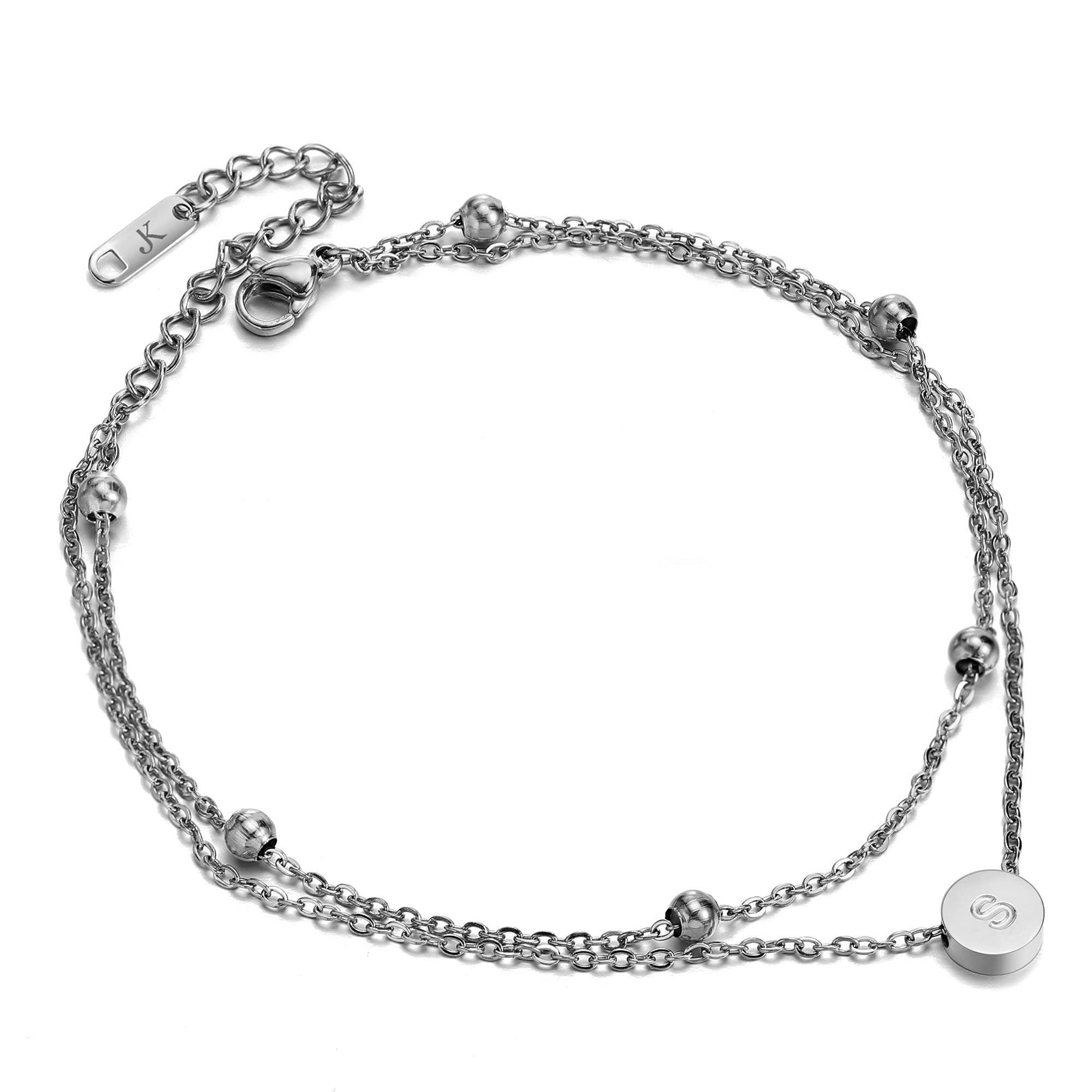 Kim Johanson Fußkette Buchstaben Anhänger A-Z in Silber (1-tlg), mit Kugeln günstig online kaufen