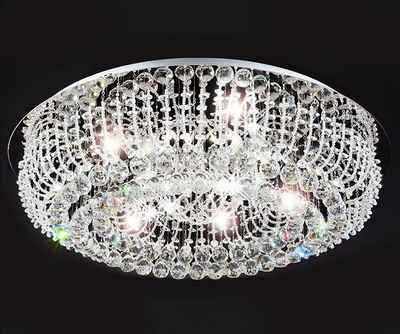 Lewima LED Deckenleuchte »HA664«, Adelina Glas Kristall Wohnzimmer Deckenlampe XL 66cm luxuriös inkl. 8xG9 Led Lm + FB, Subbeleuchtung der Decke