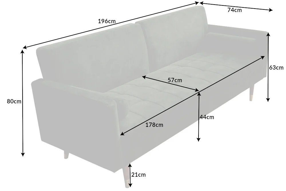 grün Mikrovelours Schlafsofa LebensWohnArt 3-Sitzer Sofa Elegantes 196cm DIVANO