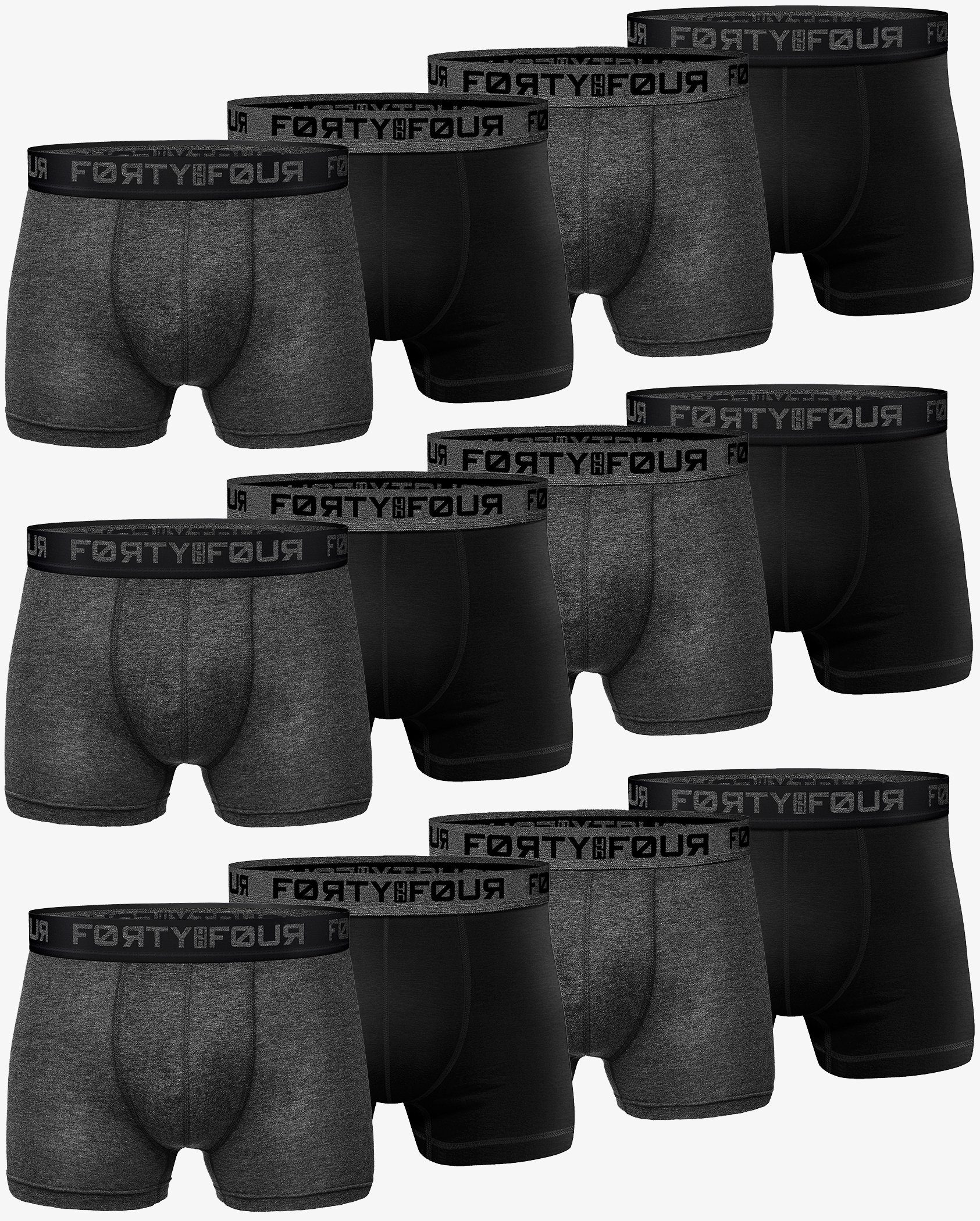 FortyFour Boxershorts Herren Männer Unterhosen Baumwolle Premium Qualität perfekte Passform (Sparpack, 12er Pack) S - 7XL