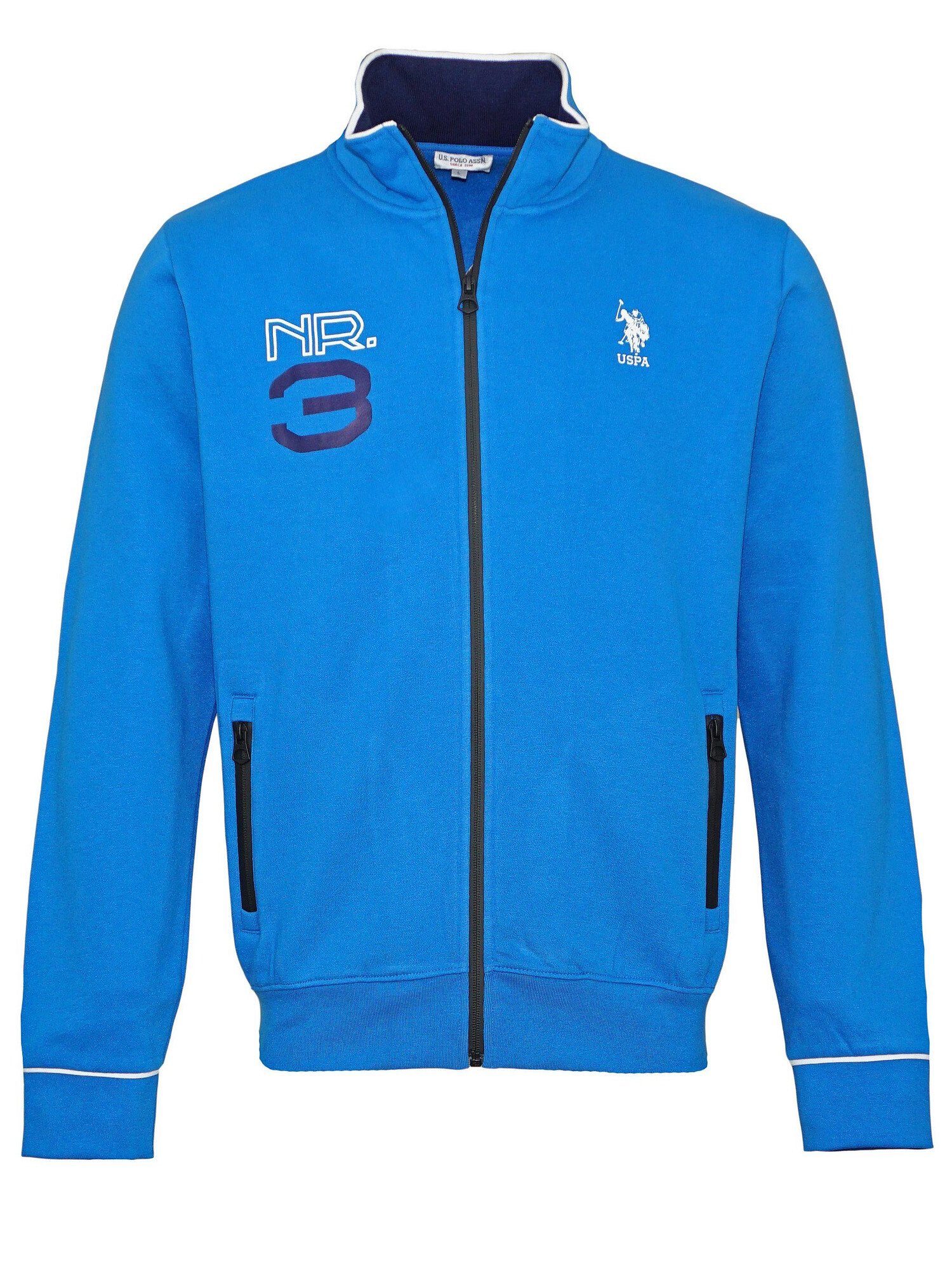 blau Zip Pro No.3 Full Jacke U.S. Assn Polo Sweatjacke Sweatjacket