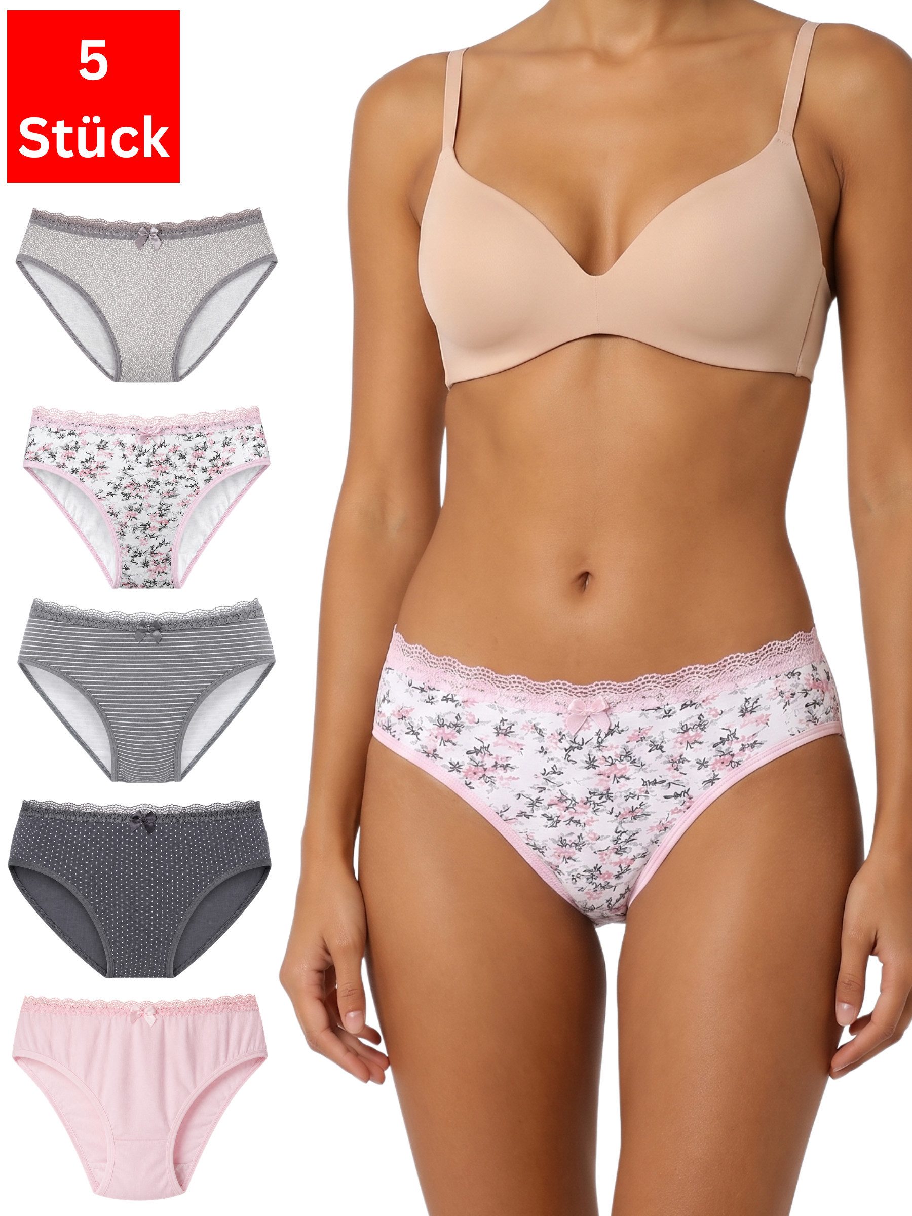 Hipster Damen Slips – Bequeme Unterwäsche Panties mit Baumwollzwickel