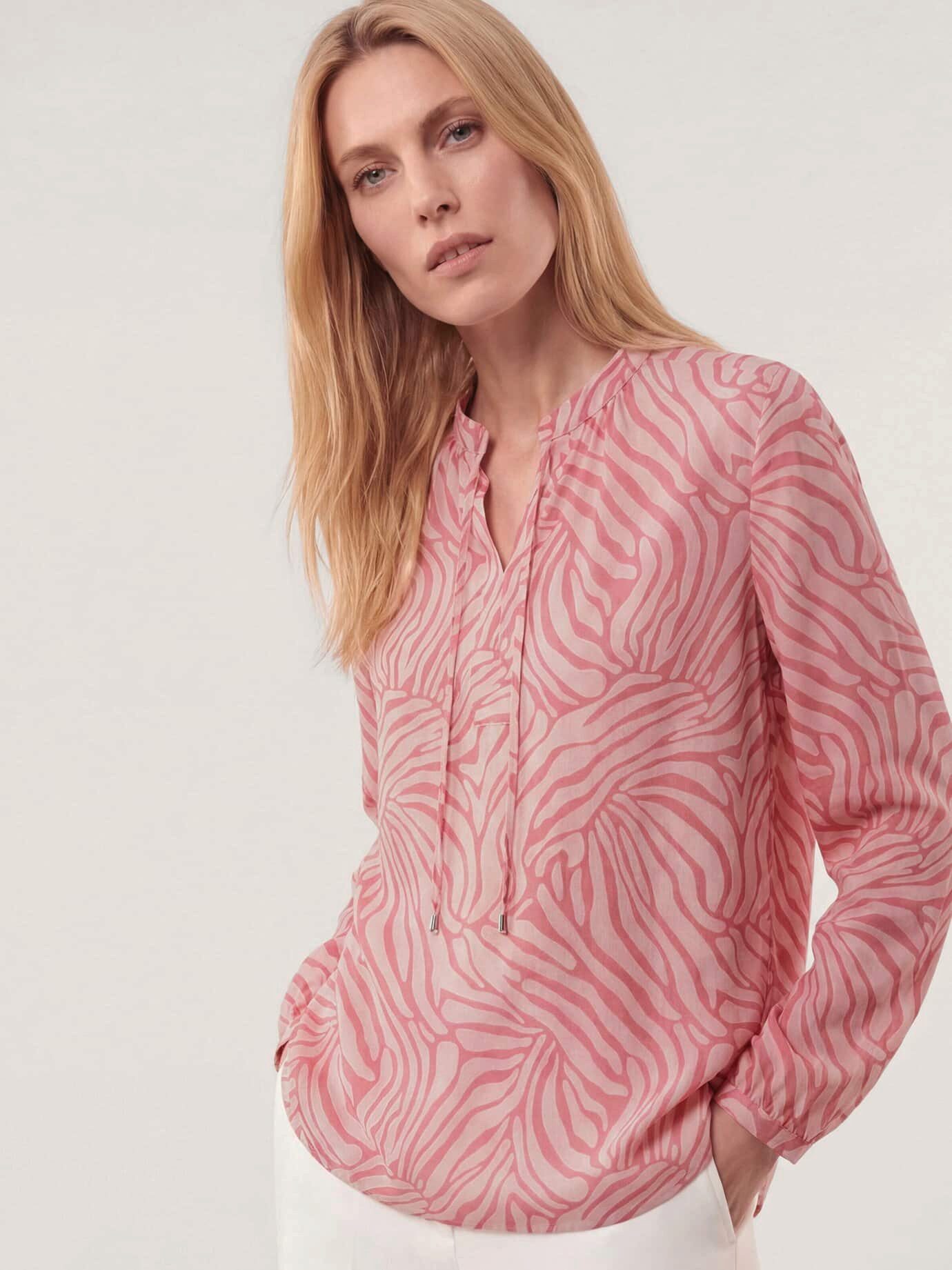 Walbusch Shirtbluse Damen Shirtbluse aus Baumwollmix Stehkragen Langarm, modern, pflegeleicht, atmungsaktiv – Bild 3 von 4
