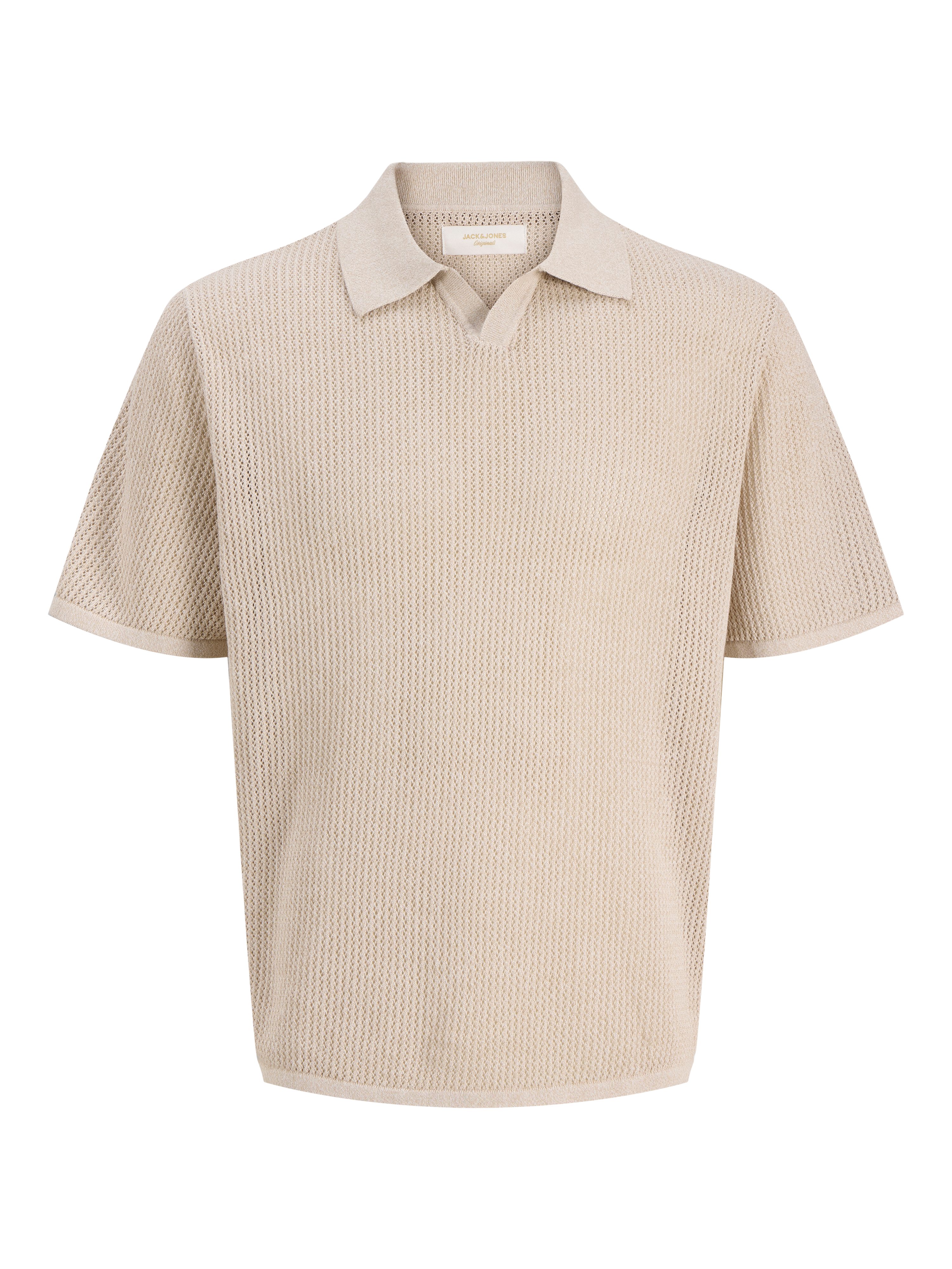 Jack & Jones Polokragenpullover JORCASSIS KNIT TWISTED SPLIT NECK POLO mit Streifen Muster