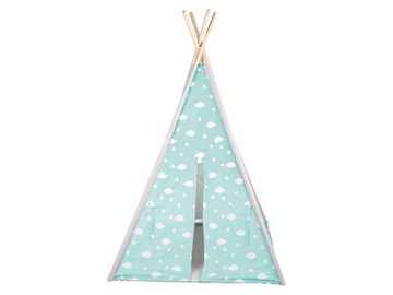 Playtive Spielzelt Kinder Tipi Zelt blau Jungs Kinderzelt ab 11/2 Jahre max. 50 kg massives Kiefernholz, strapazierfähige Baumwolle, einfacher Aufbau