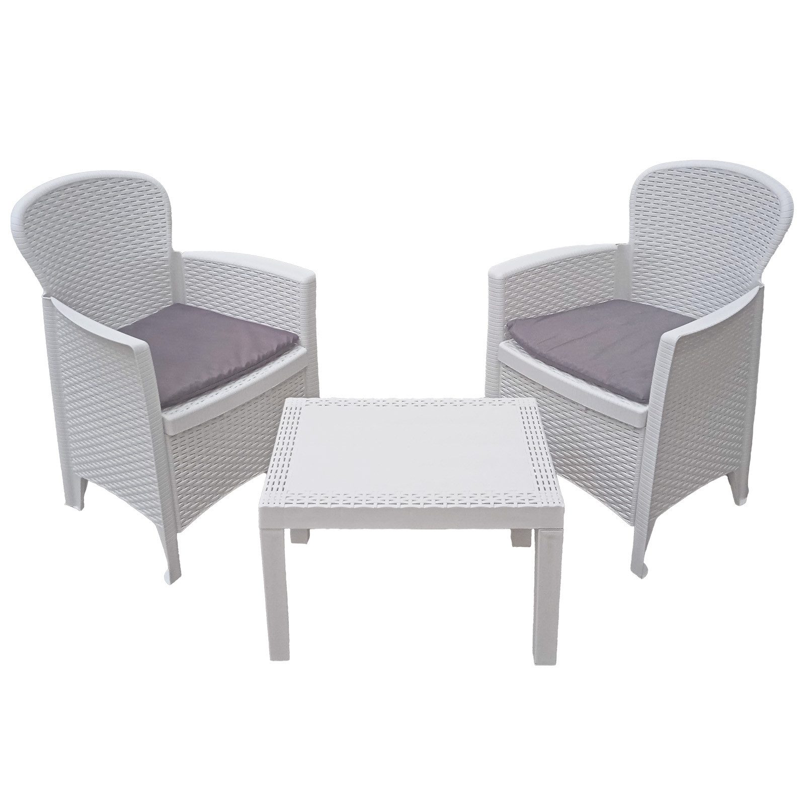 Progarden Gartenlounge-Set Anthrazit, (3-tlg), Loungeset, 1 Beistelltisch, 2 Stühle
