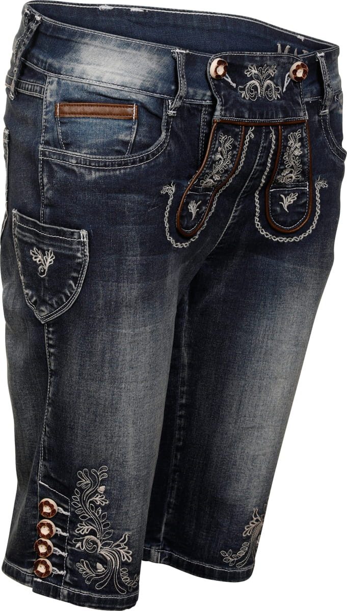 Hangowear Trachtenjeans Trachtenjeans Franziska Capri 2 mit Knöpfen blau