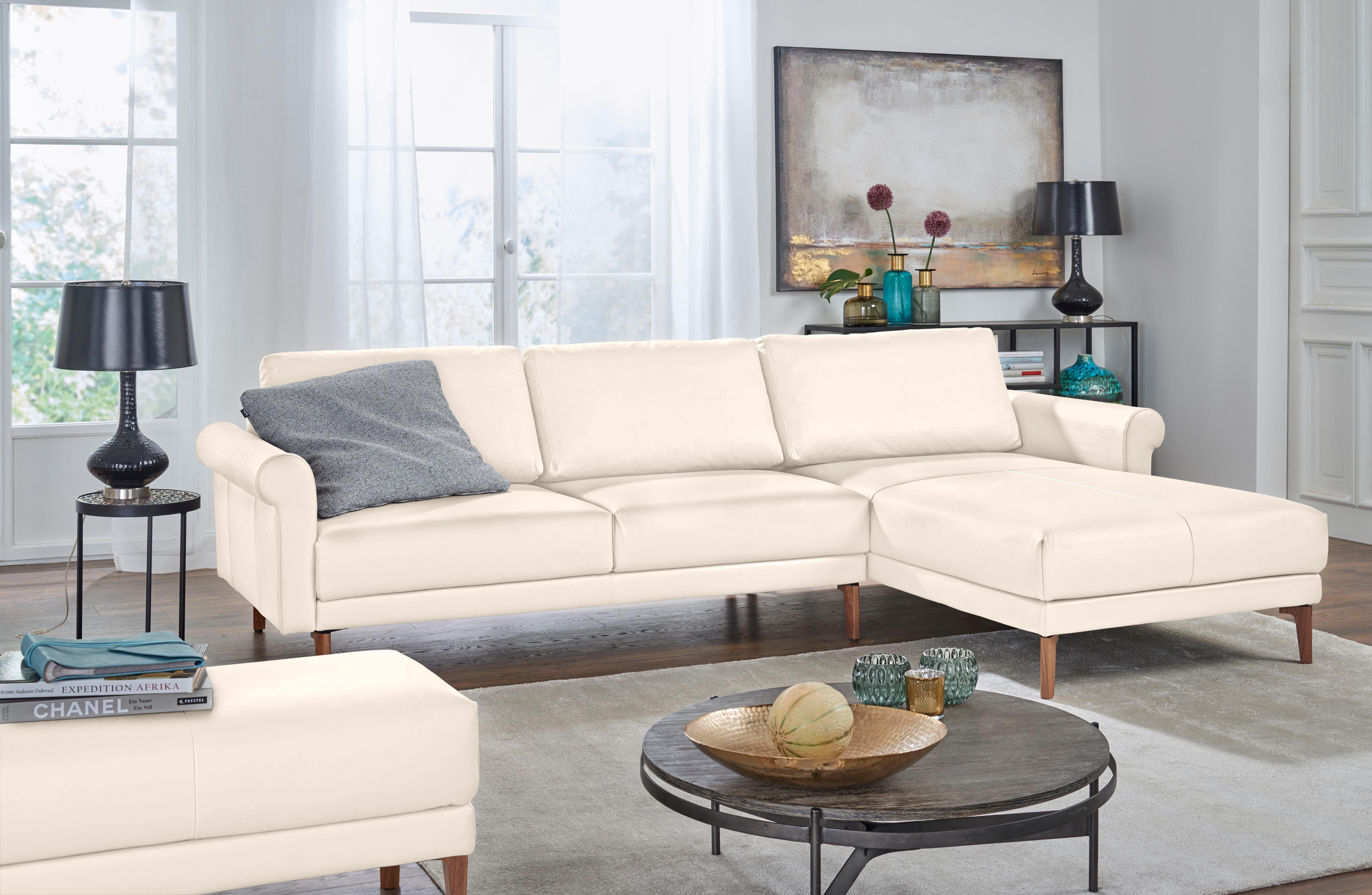 Creation BY ROLF BENZ Ecksofa CR.450, Designecksofa, L-Form, Armlehne Schnecke modern Landhaus, Breite 262 cm, Fuß Nussbaum
