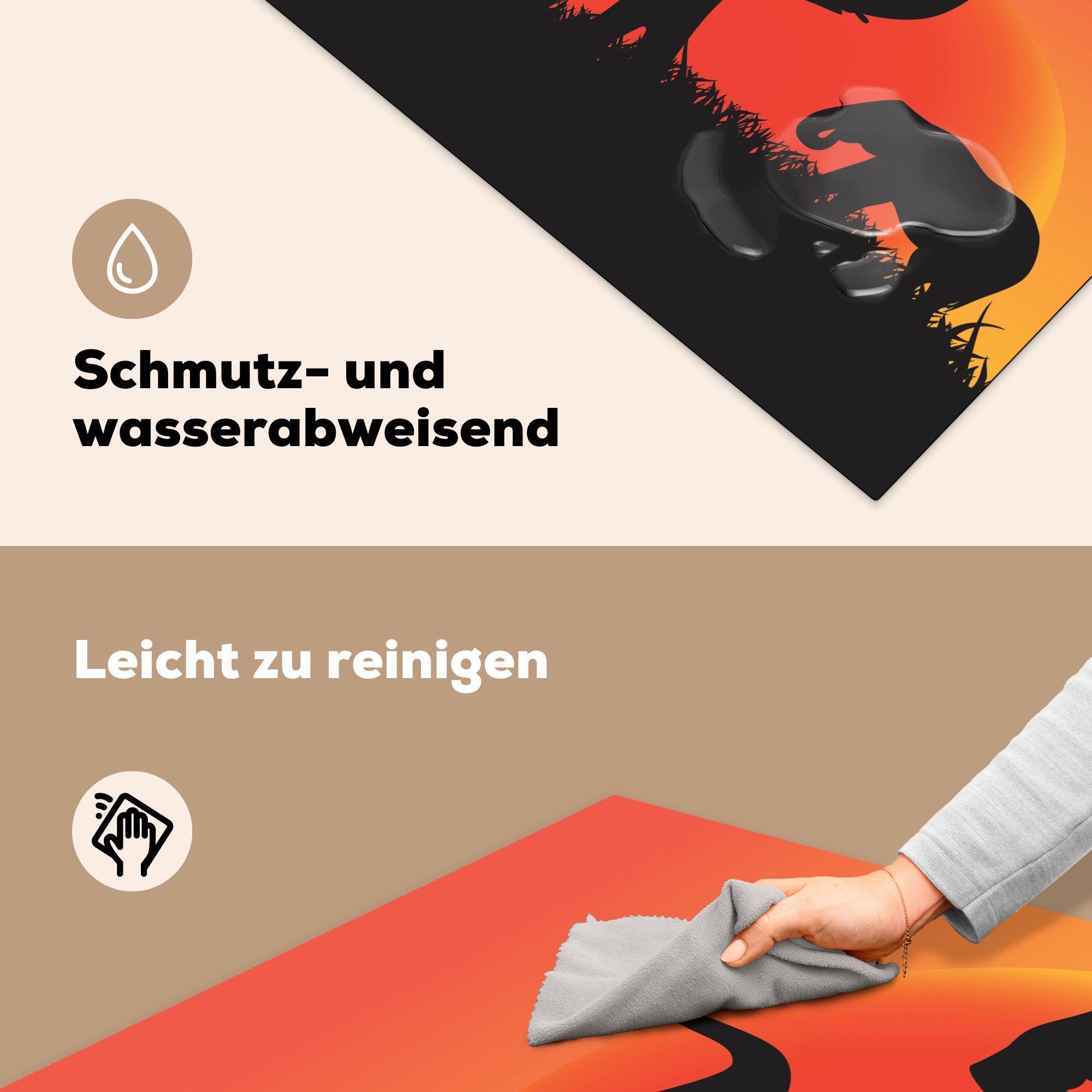 MuchoWow Herdblende-/Abdeckplatte Scherenschnitt-Illustration 78x78 Baby, mit Arbeitsplatte cm, Vinyl, küche für einer Elefantenmutter (1 tlg), Ceranfeldabdeckung