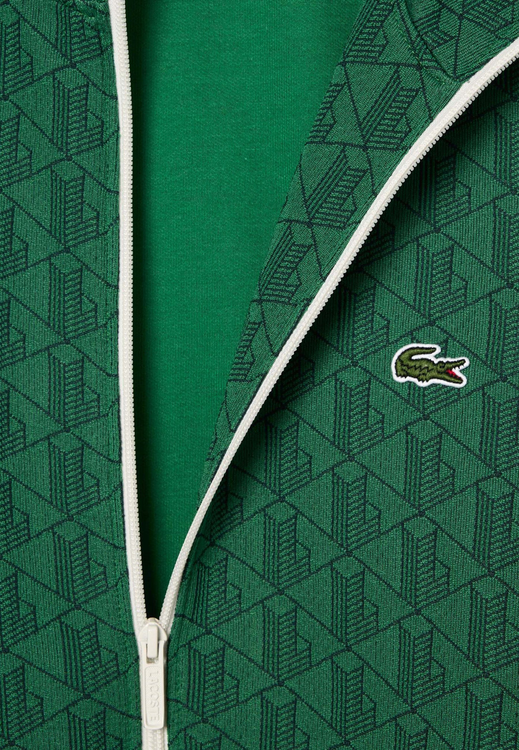 Lacoste Sweatjacke Sweatjacke Sweatshirt mit (43) (1-tlg) und Reißverschluss grün