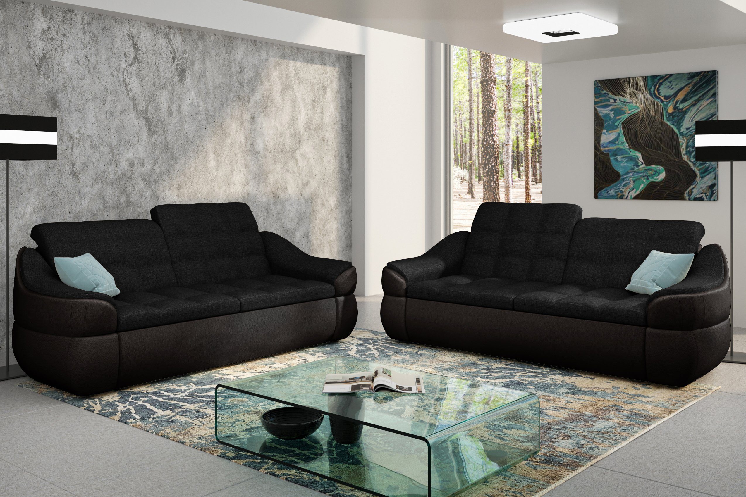 Stylefy Polstergarnitur Modern 2x2-Sitzer aus bestehend (Set in made Alisa, Europa Sofa, (2-tlg), Design