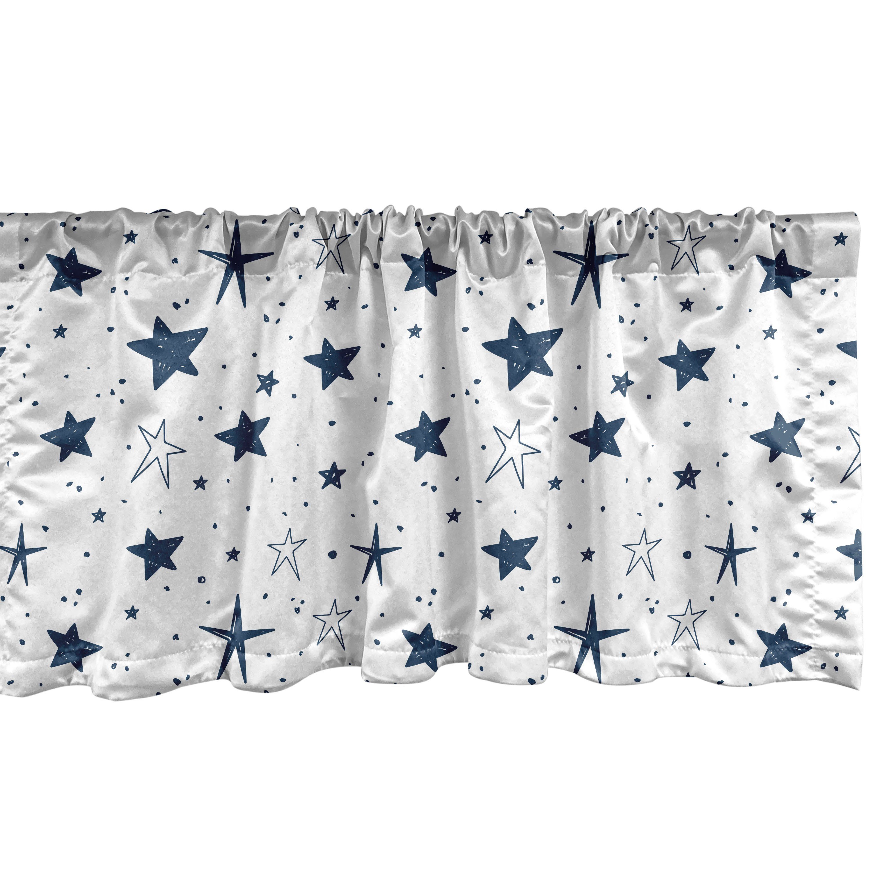 Scheibengardine Vorhang Volant für Küche Schlafzimmer Dekor mit Stangentasche, Abakuhaus, Microfaser, Gekritzel Sternen Little Spots Sketchy