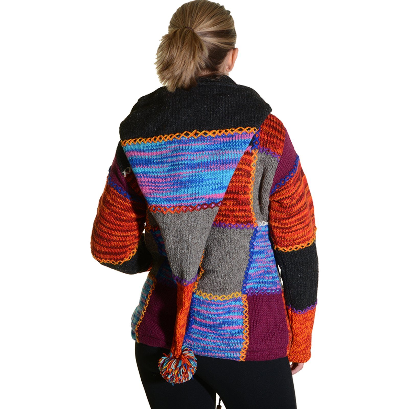 Damen UND Strickjacke Jacke Zipfelkapuze MAGIE Wolle KUNST +Fleecefutter Kapuzenstrickjacke +abnehmbarer